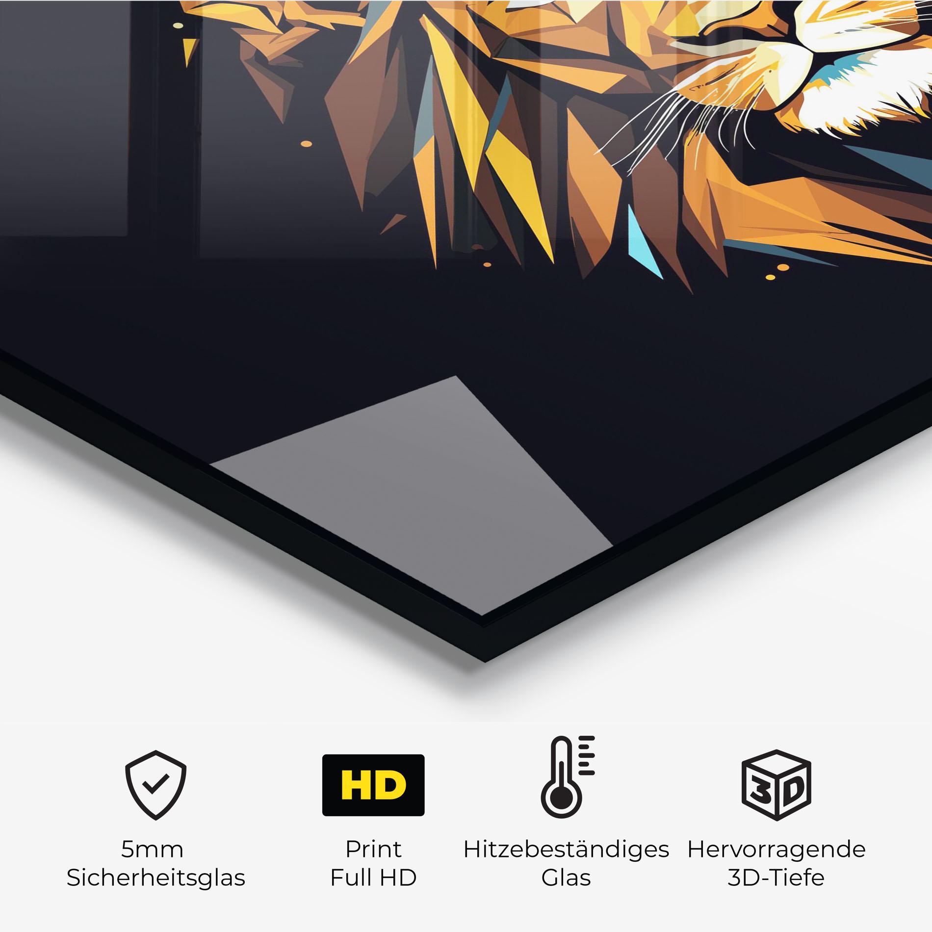 Küchenrückwand Glas Pop Art Lion mockup 2