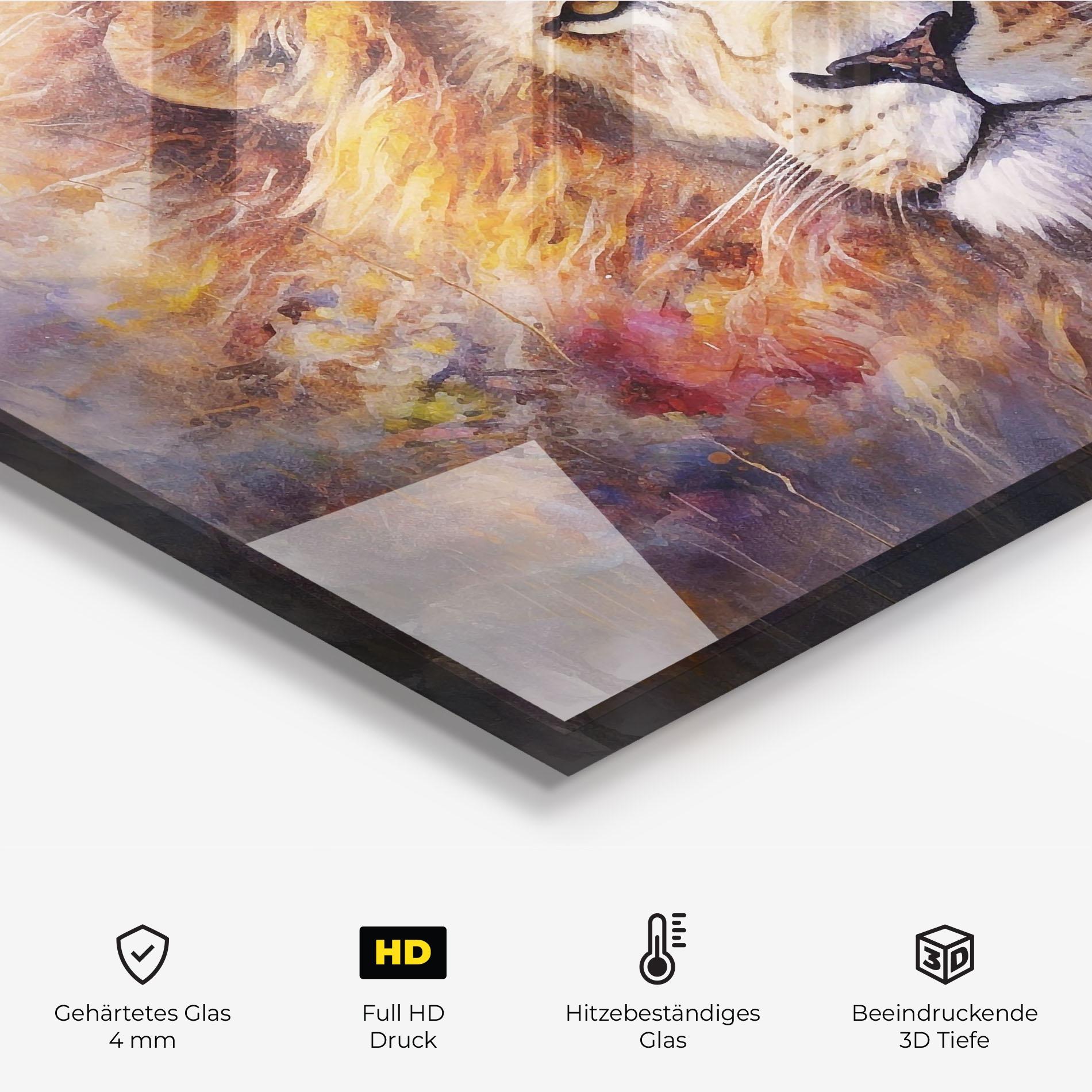 Küchenrückwand Glas Abstract Lion Head mockup 2