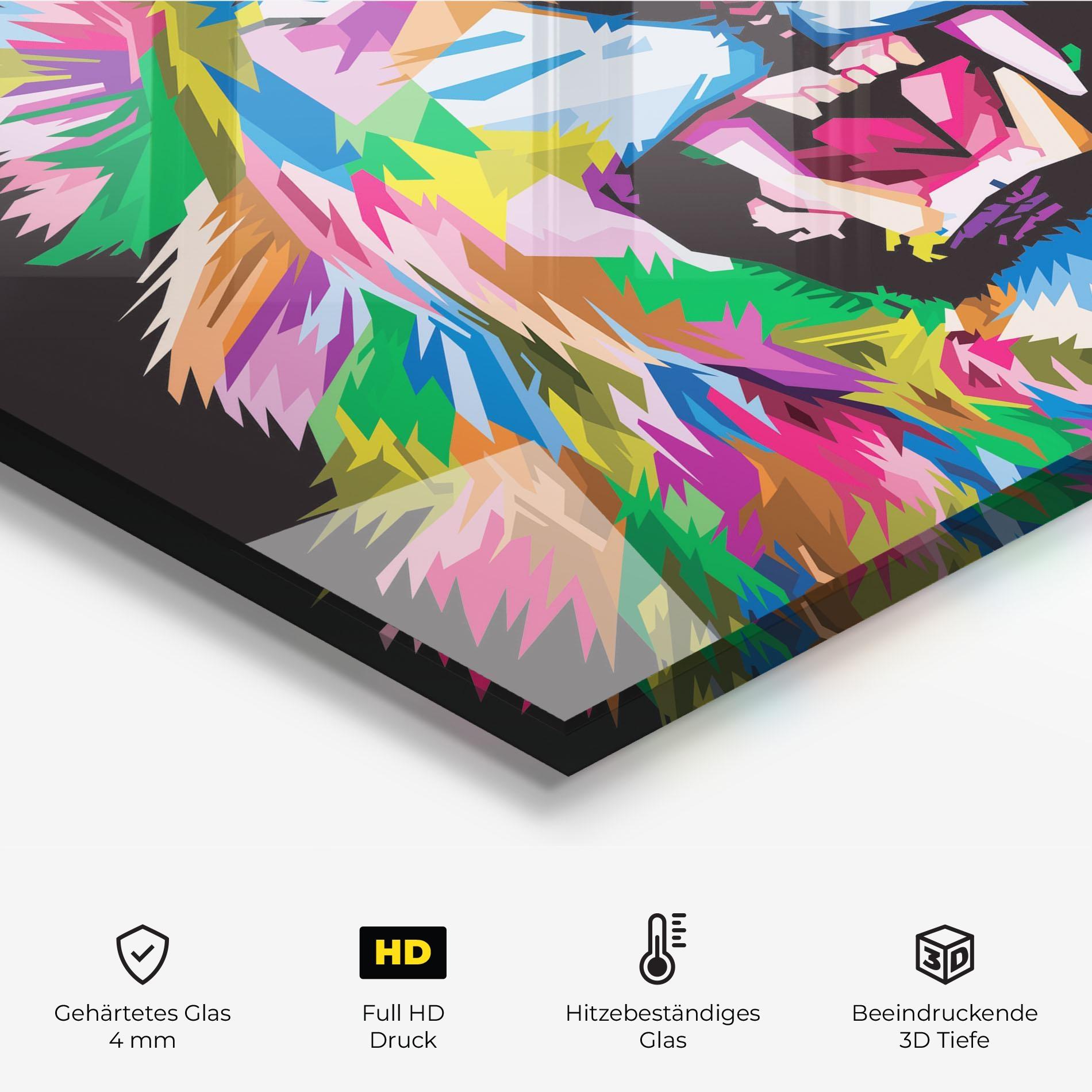 Küchenrückwand Glas Angry Lion Eyes mockup 2