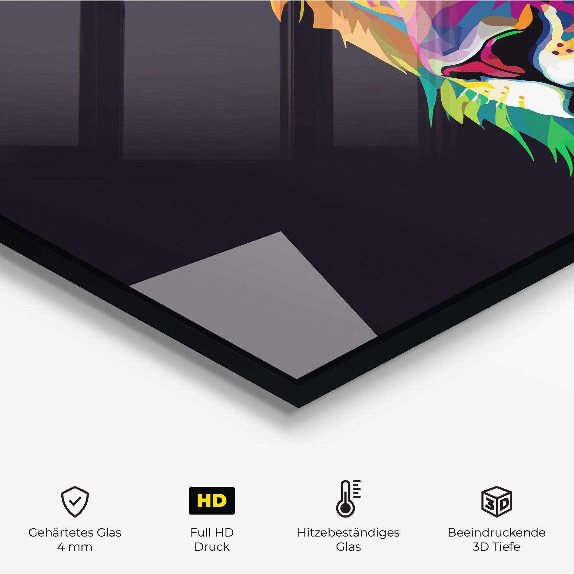 Küchenrückwand Glas Colorful Lion mockup 2