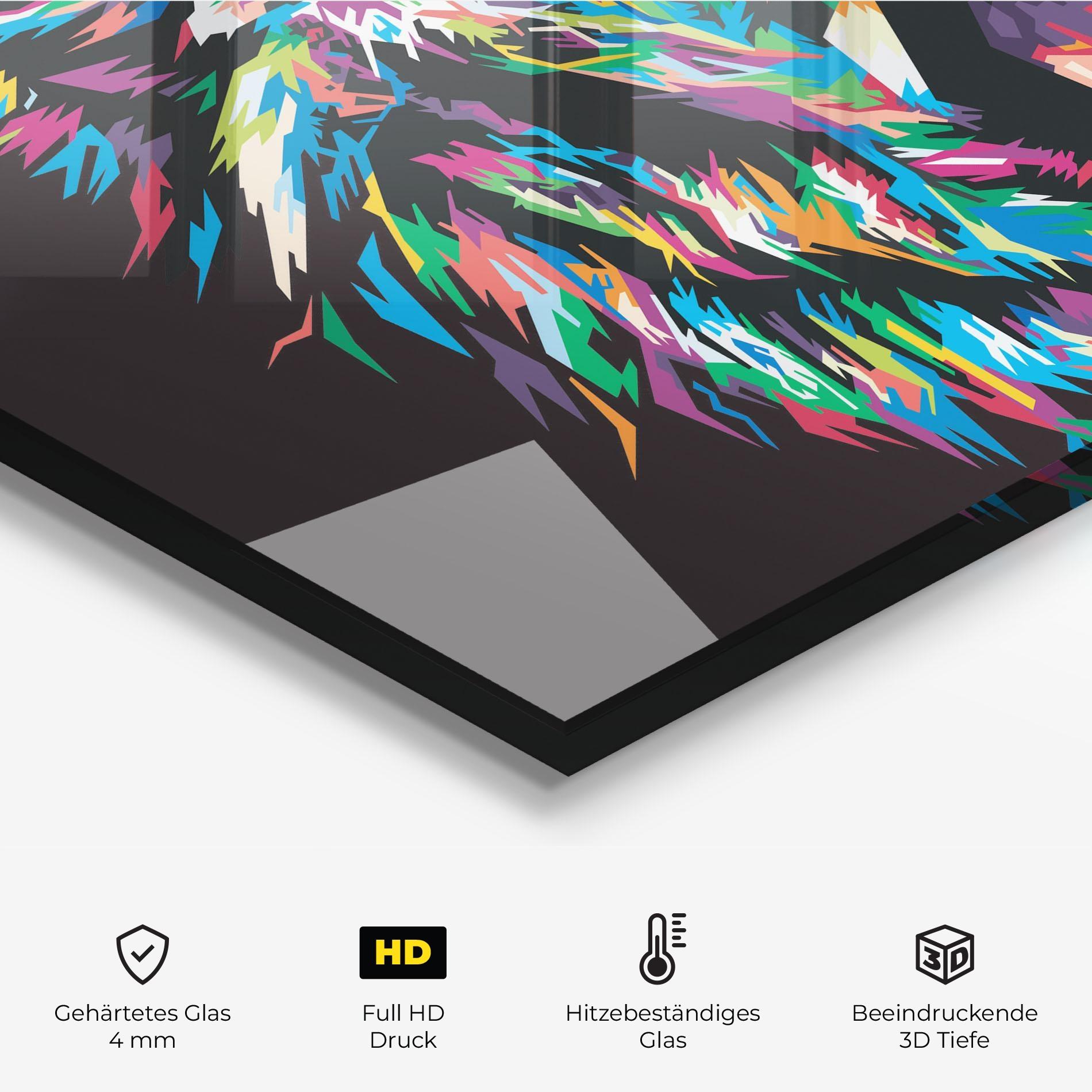 Küchenrückwand Glas Green Blue Lion mockup 2