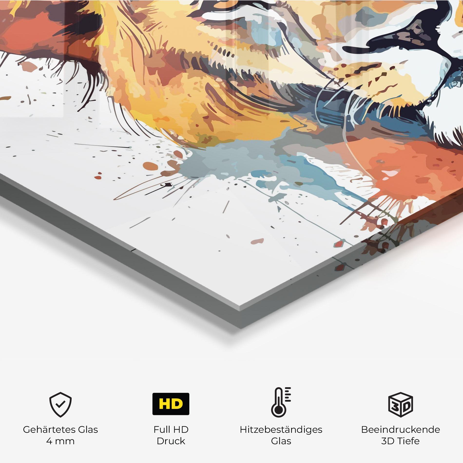 Küchenrückwand Glas Lion Head Art mockup 2