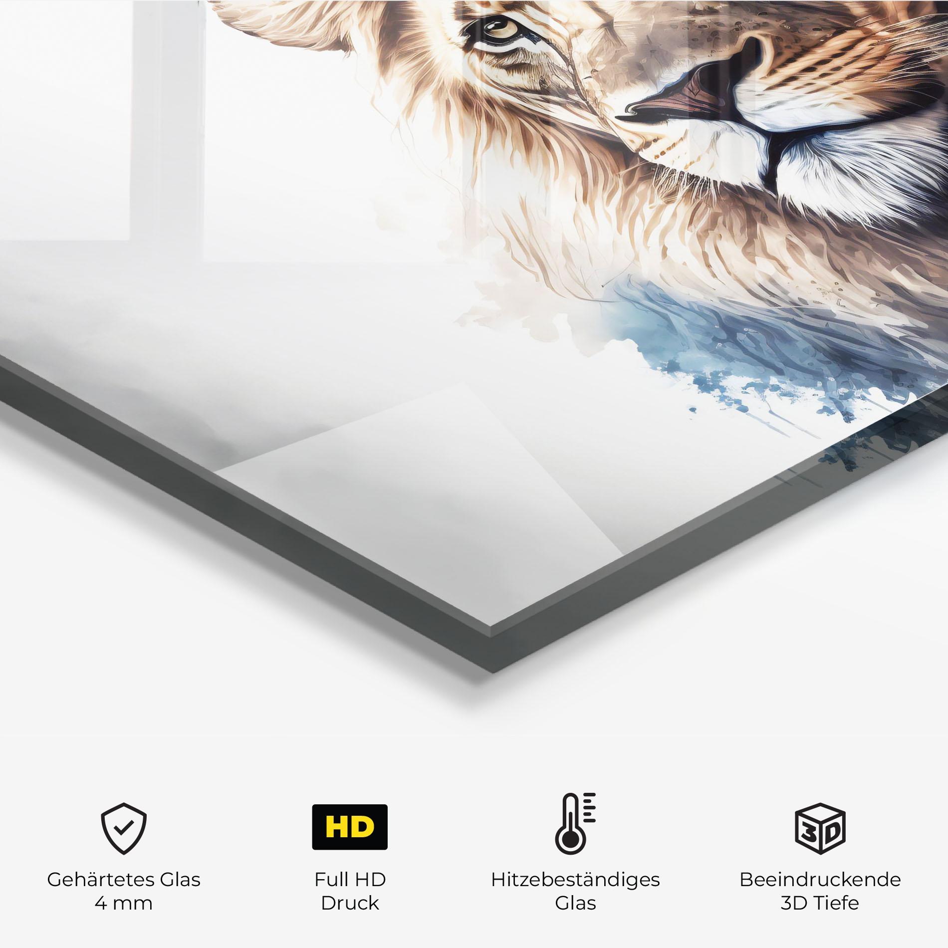 Küchenrückwand Glas Lion Head Painting mockup 2