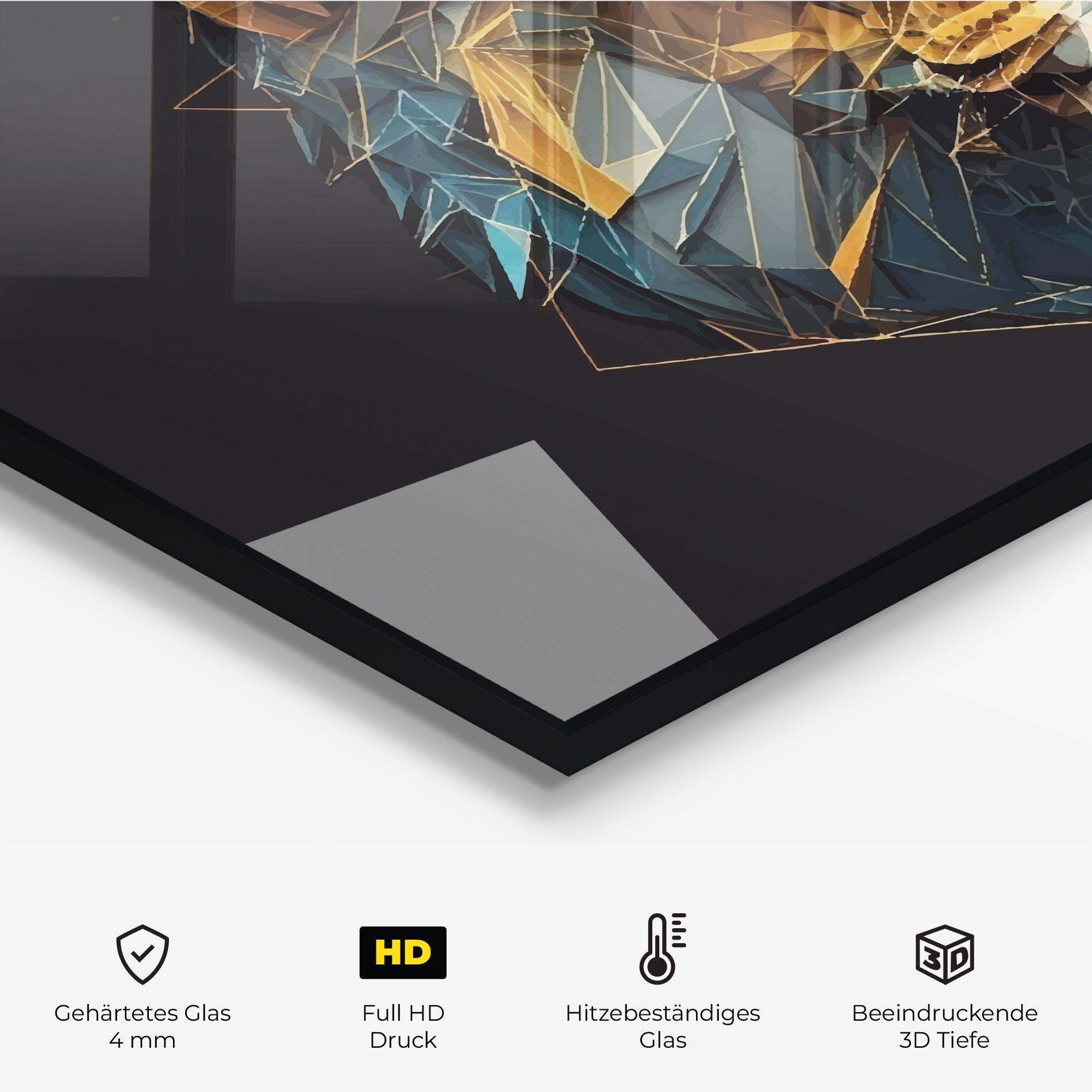 Küchenrückwand Glas Lion On Grey mockup 2