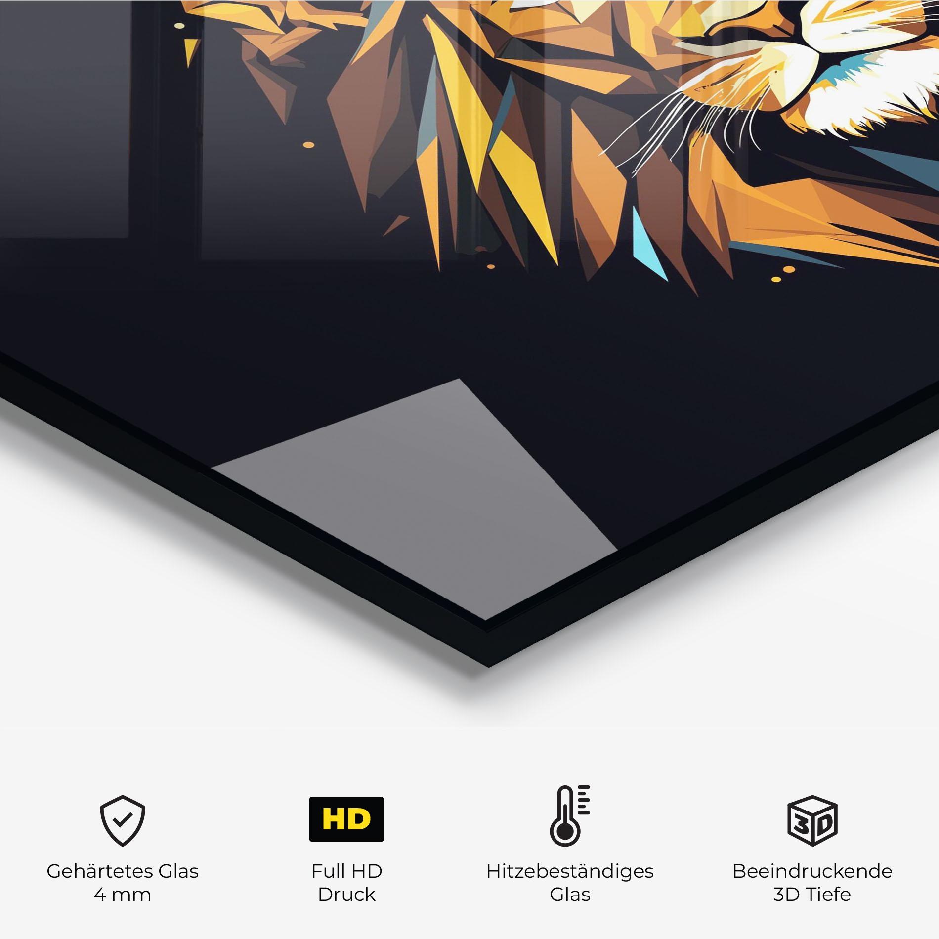 Küchenrückwand Glas Pop Art Lion mockup 2
