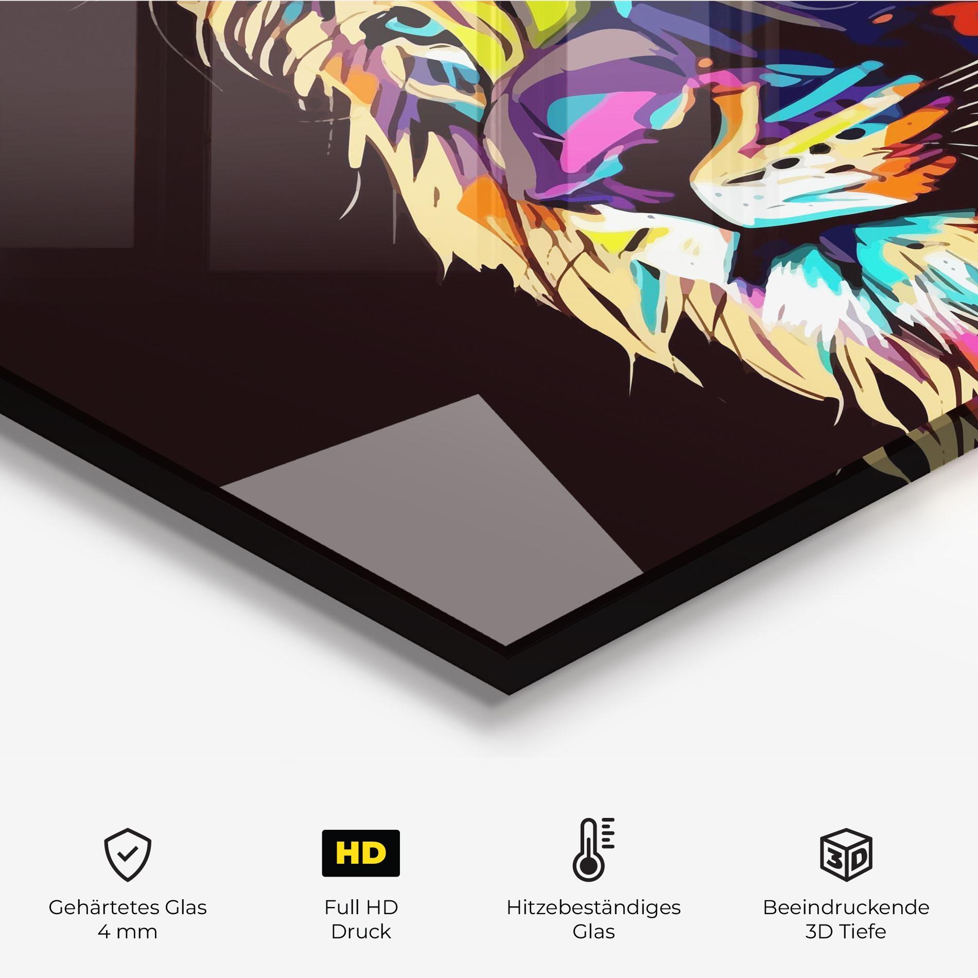 Küchenrückwand Glas Purple Orange Lion mockup 2