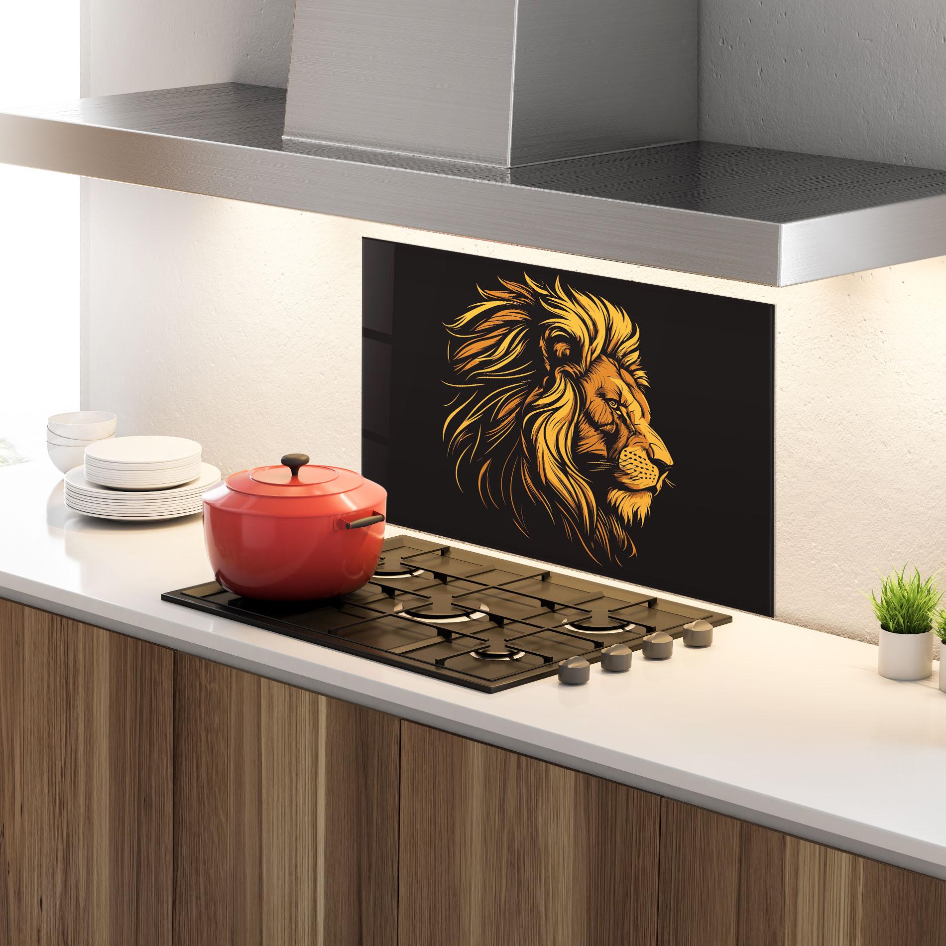 Küchenrückwand Glas Lion Symbol mockup 4
