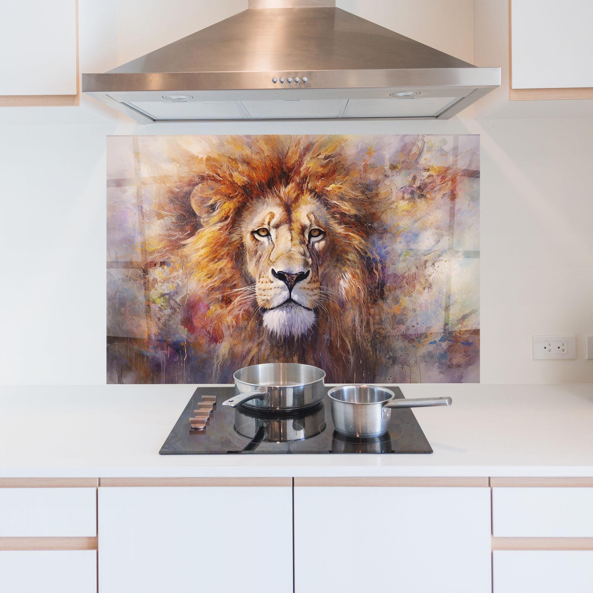 Küchenrückwand Glas Abstract Lion Head mockup 5
