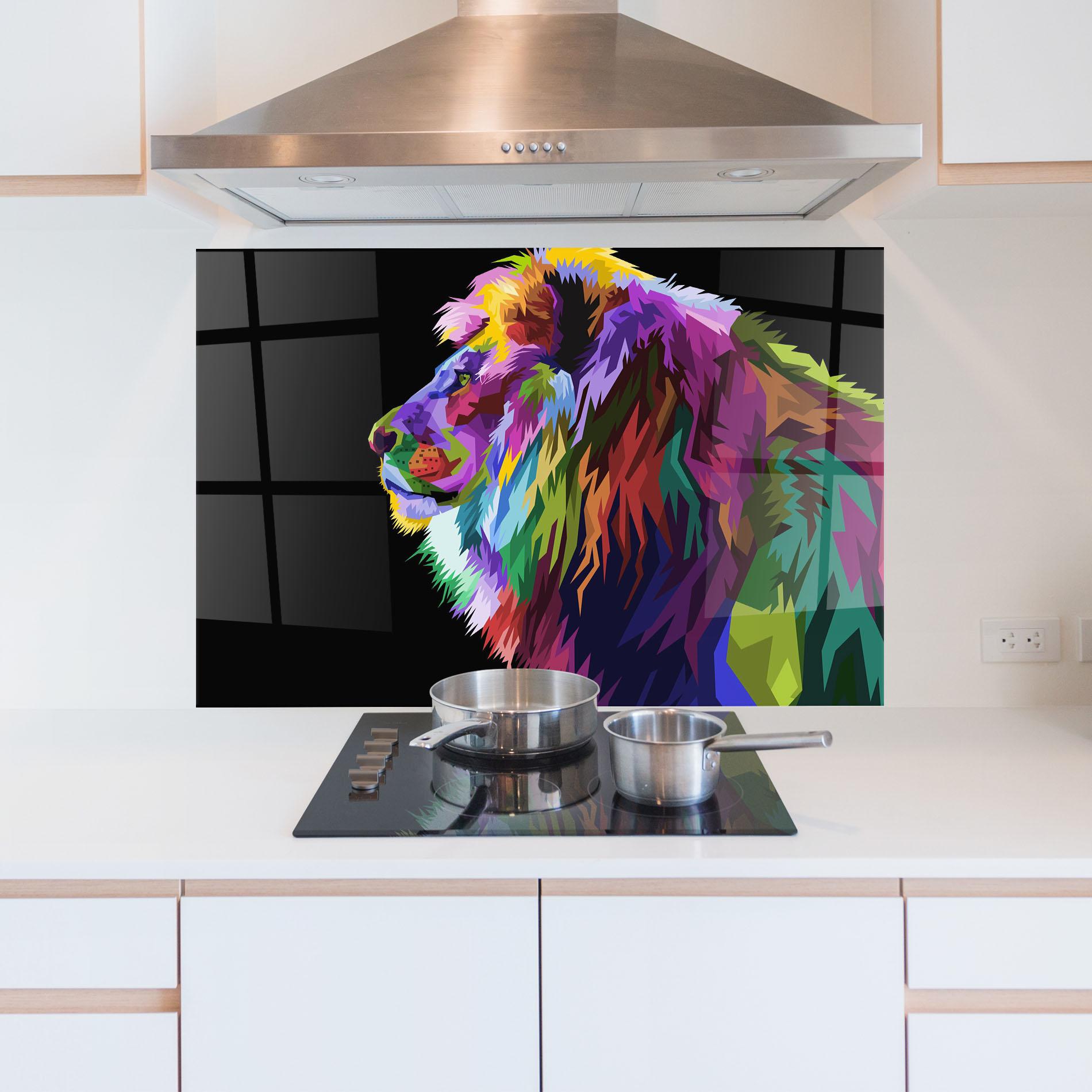 Küchenrückwand Glas Lion Standing mockup 5