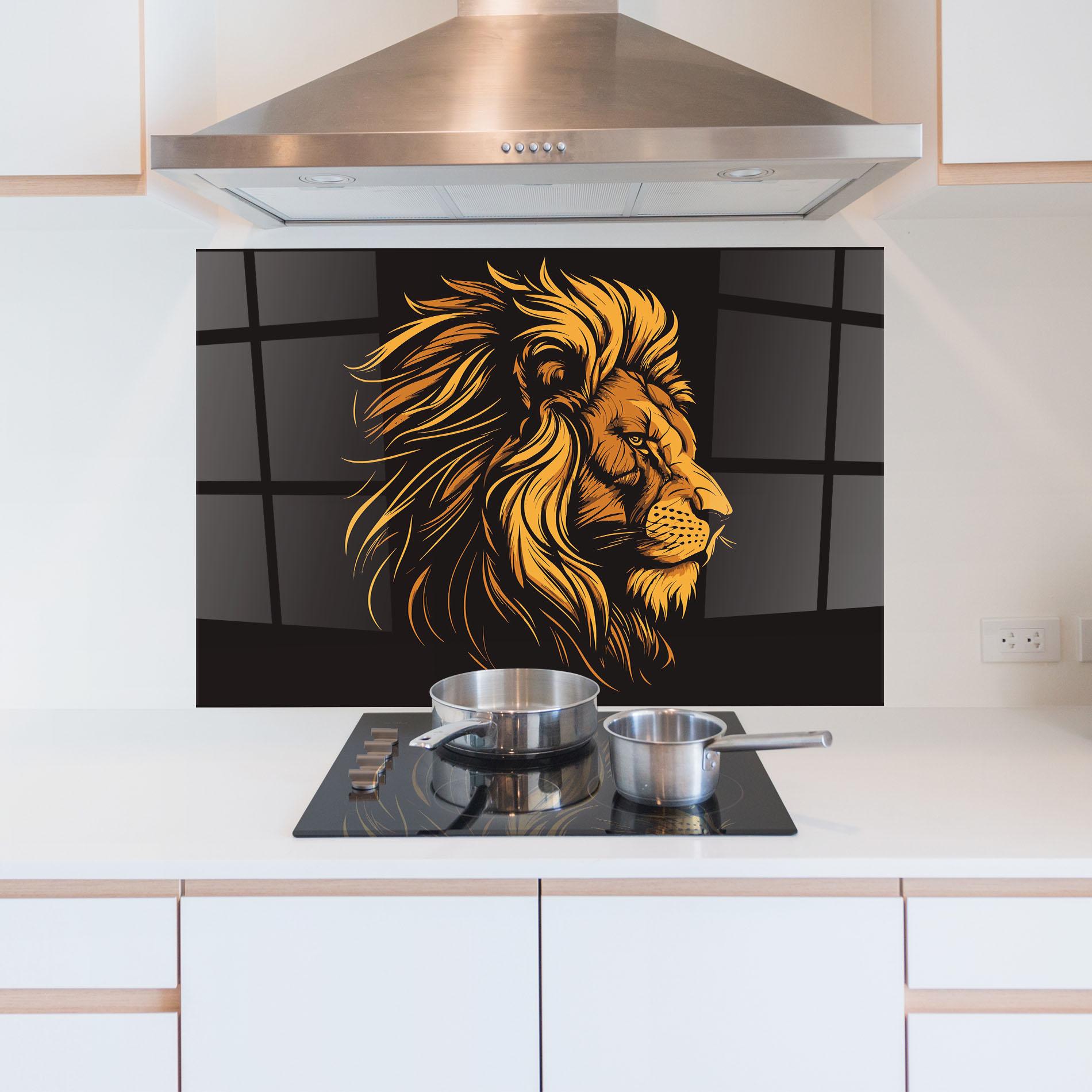 Küchenrückwand Glas Lion Symbol mockup 5