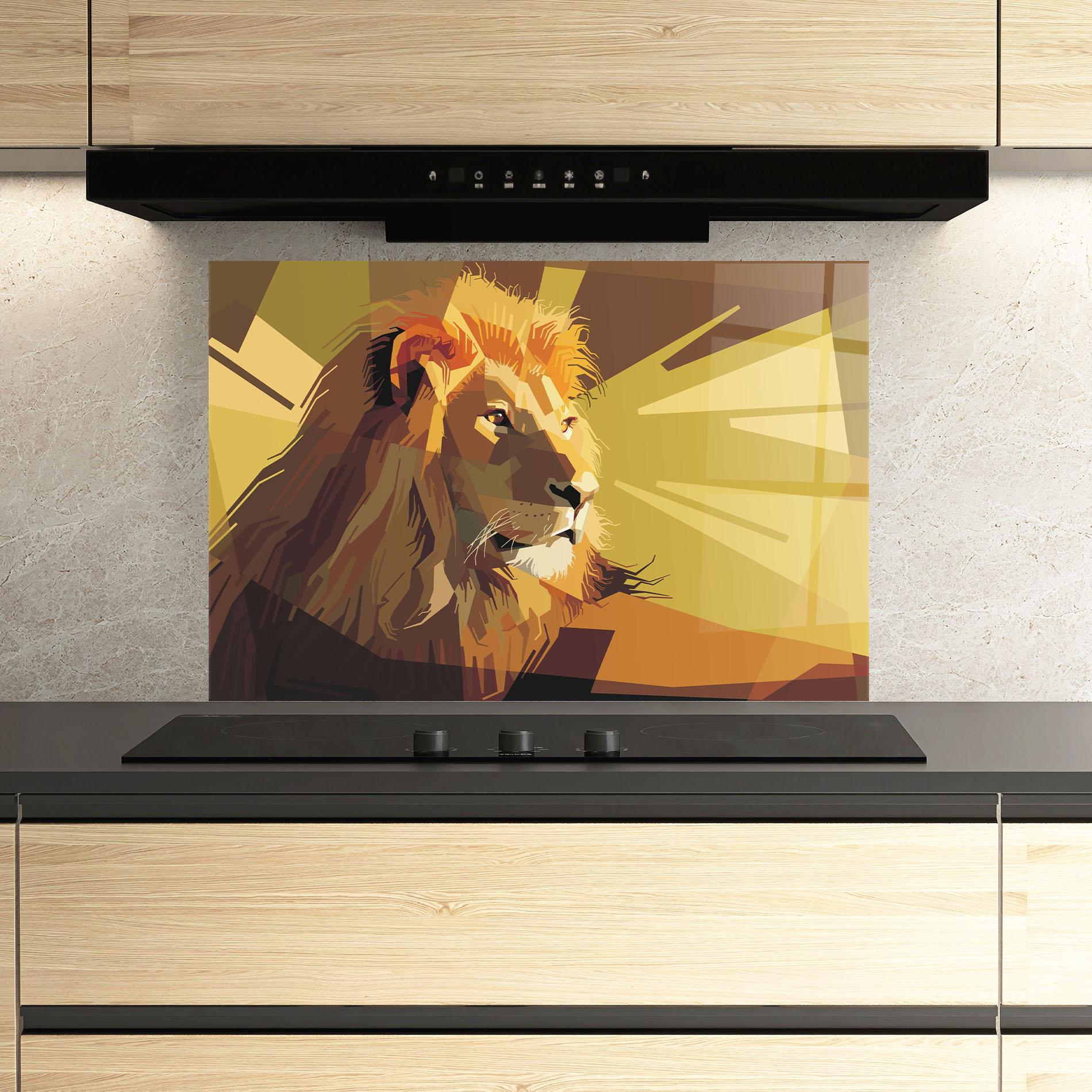 Küchenrückwand Glas Lion Art mockup 3