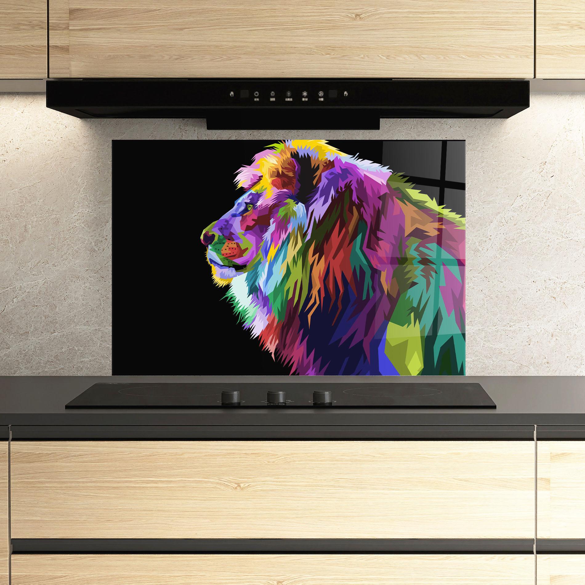 Küchenrückwand Glas Lion Standing mockup 3