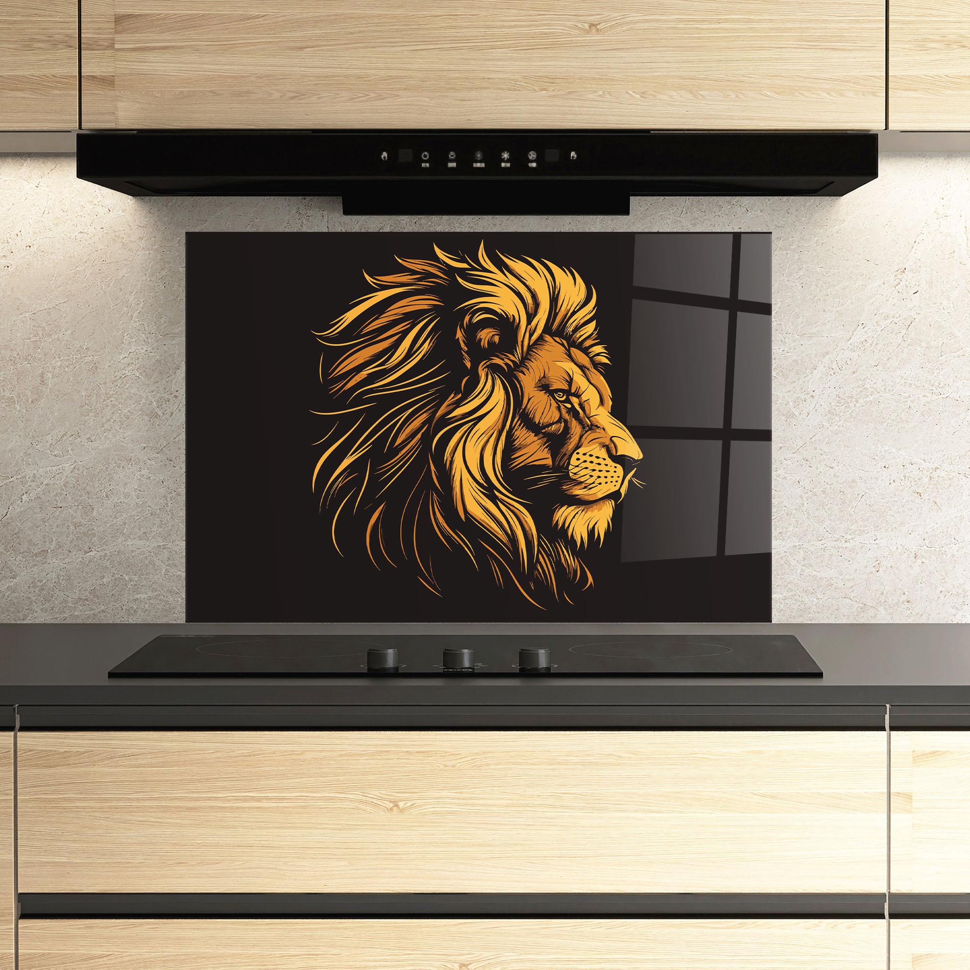 Küchenrückwand Glas Lion Symbol mockup 3