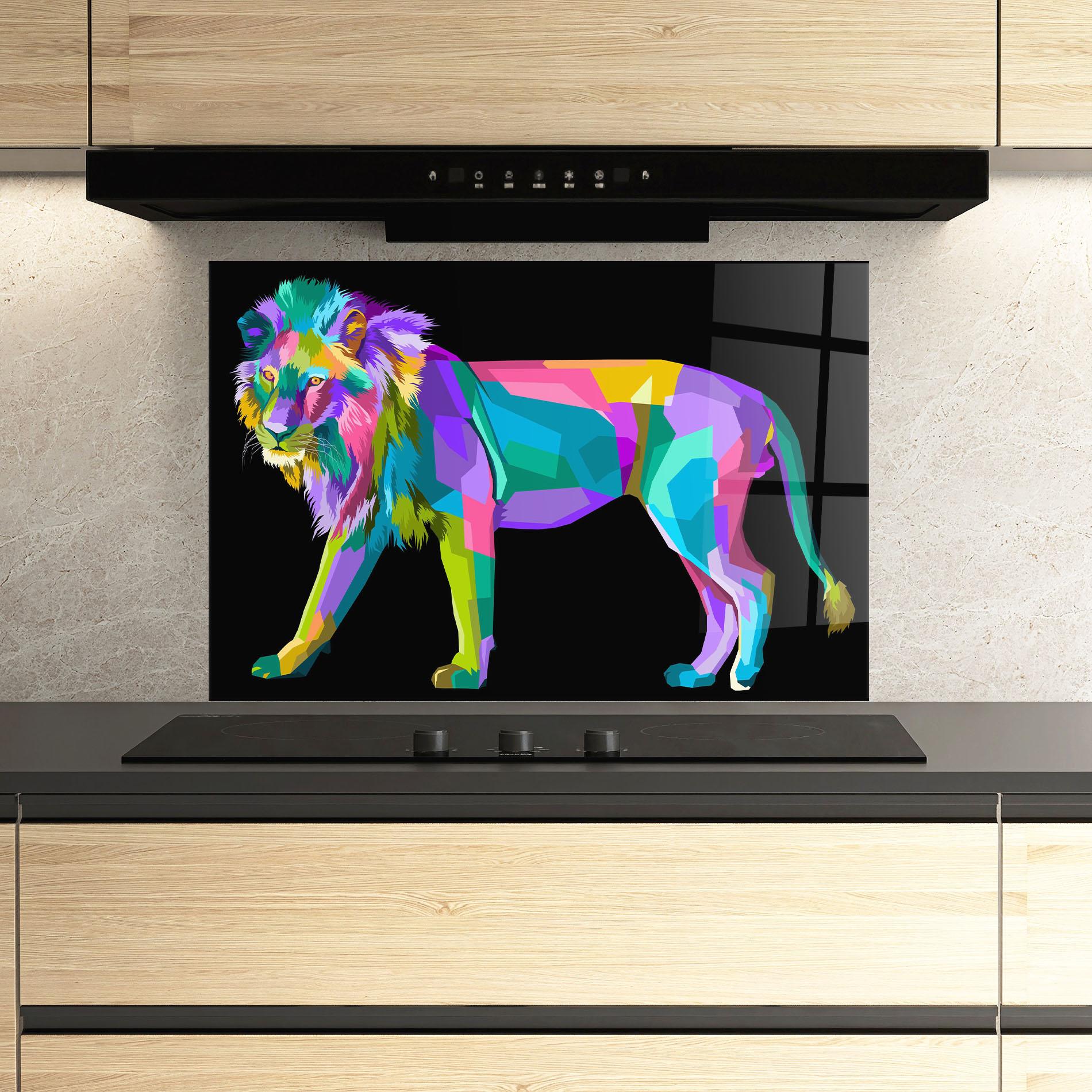 Küchenrückwand Glas Lion Walking mockup 3