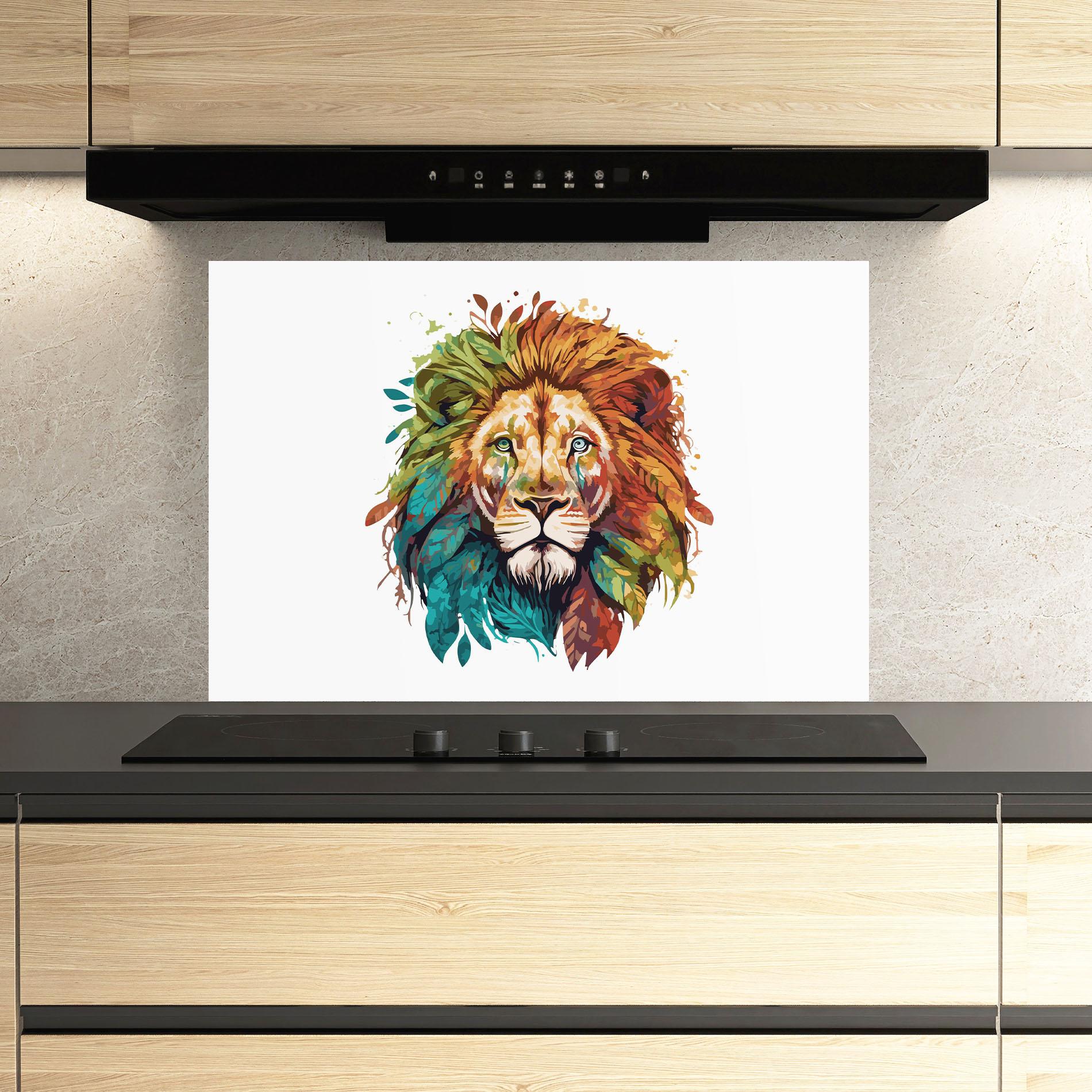 Küchenrückwand Glas Nature Lion mockup 3