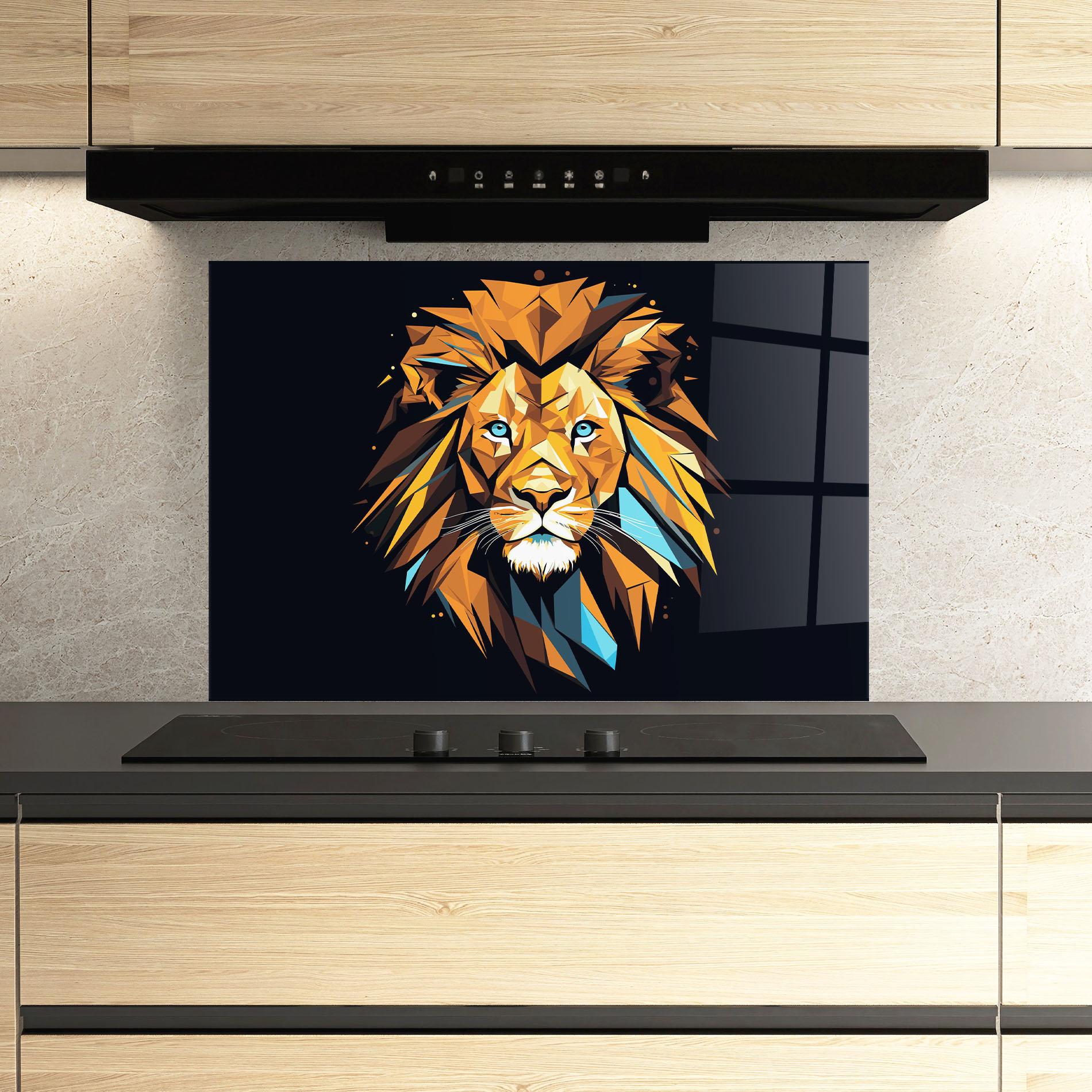 Küchenrückwand Glas Pop Art Lion mockup 3