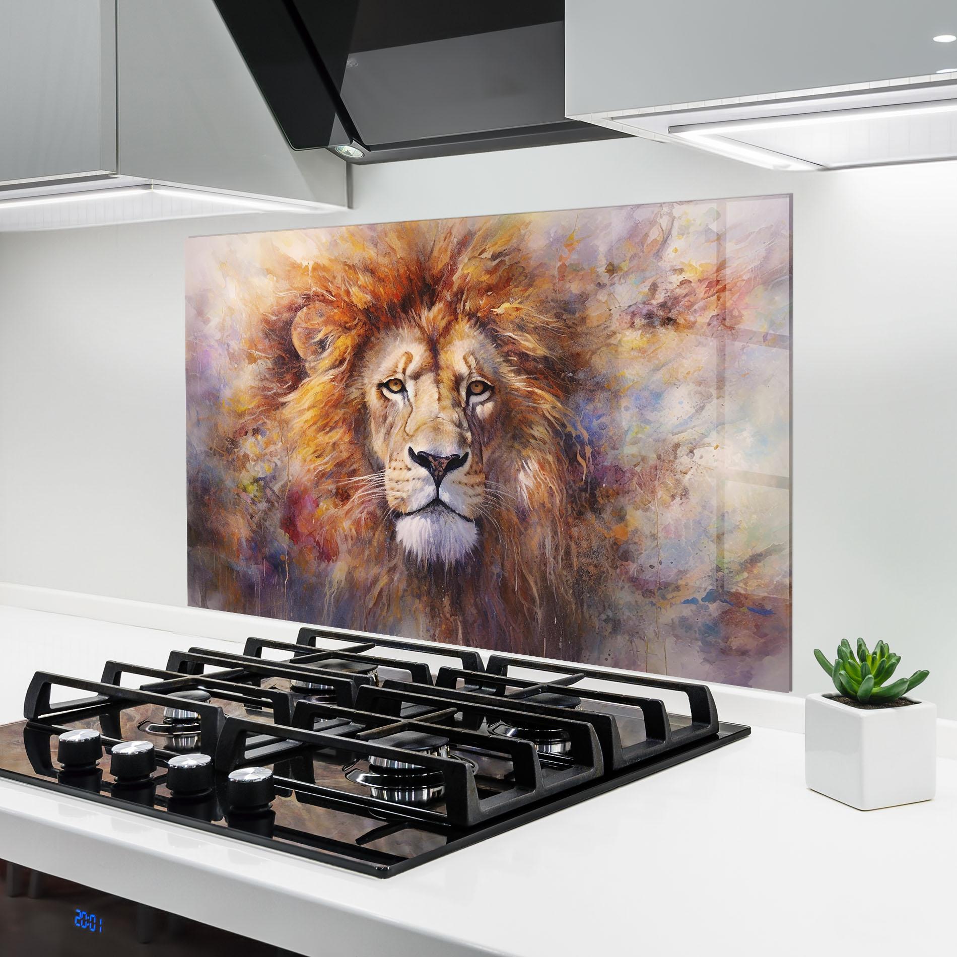 Küchenrückwand Glas Abstract Lion Head mockup 6