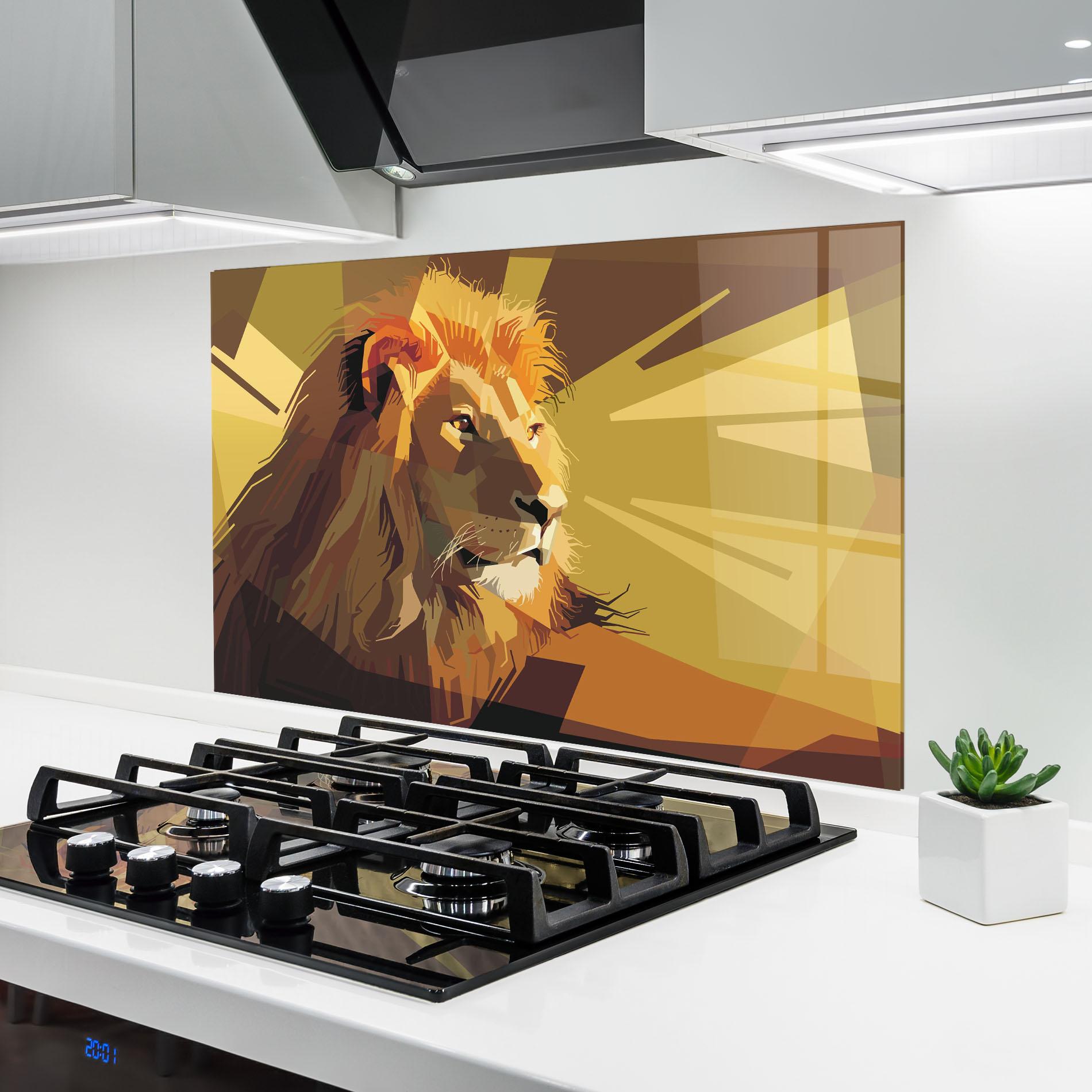 Küchenrückwand Glas Lion Art mockup 6