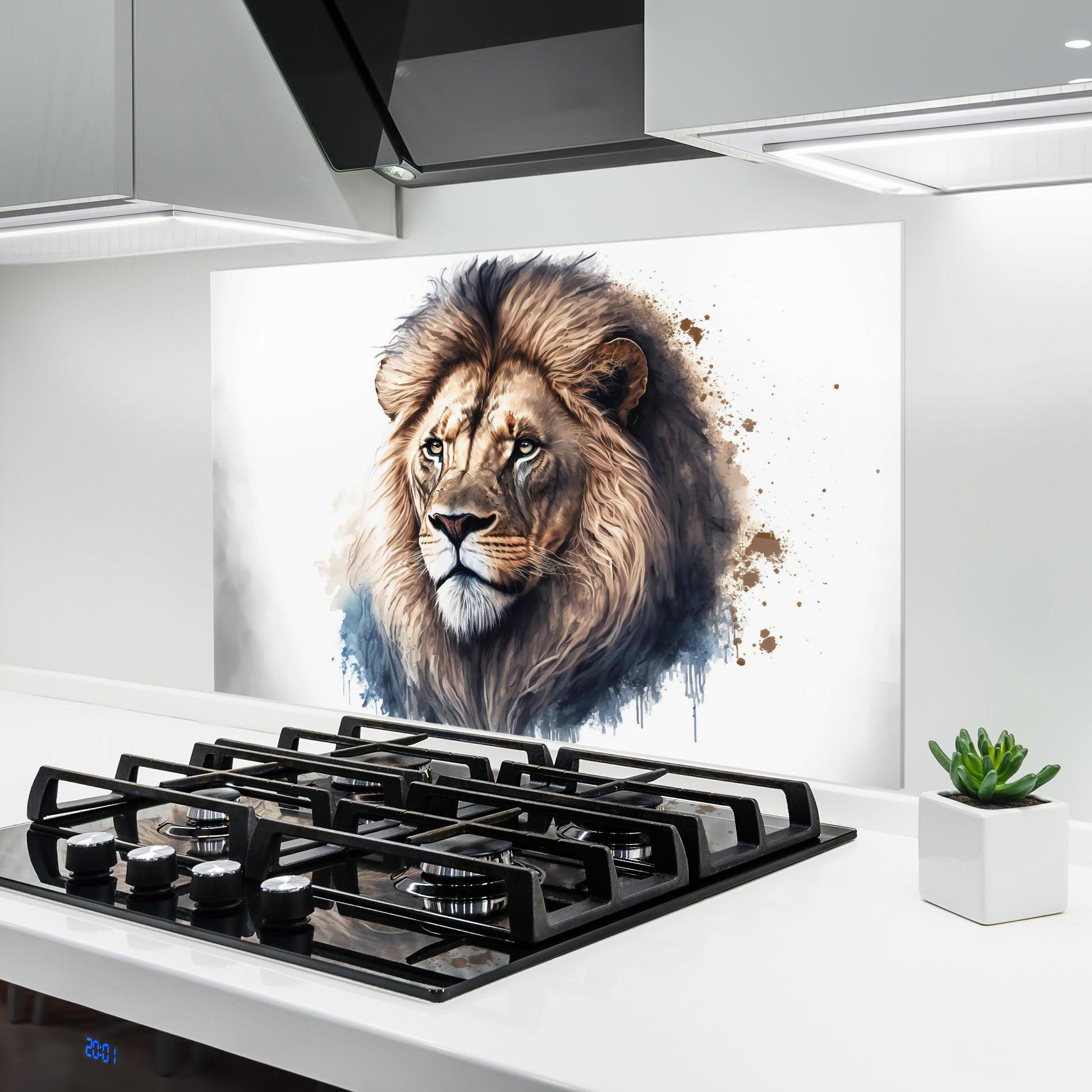 Küchenrückwand Glas Lion Head Painting mockup 6