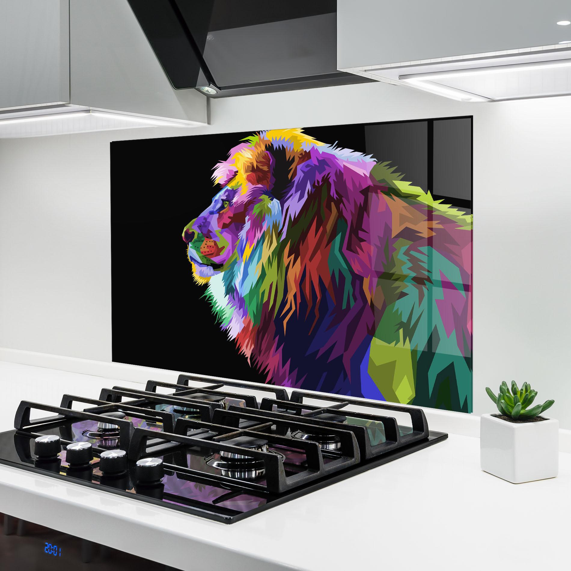 Küchenrückwand Glas Lion Standing mockup 6