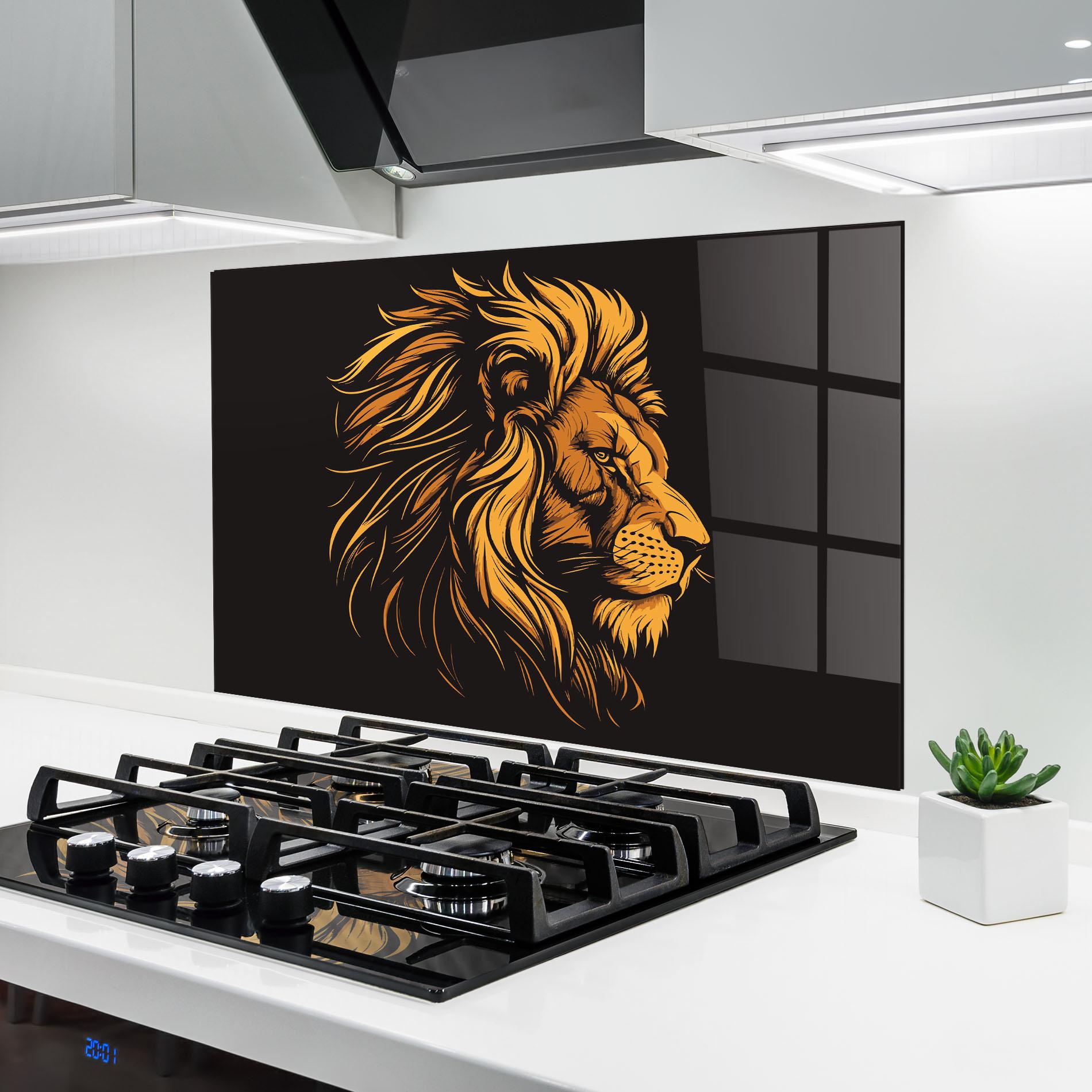 Küchenrückwand Glas Lion Symbol mockup 6