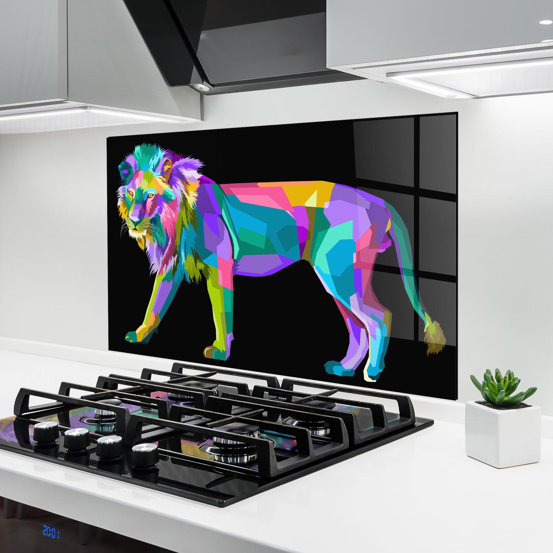 Küchenrückwand Glas Lion Walking mockup 6