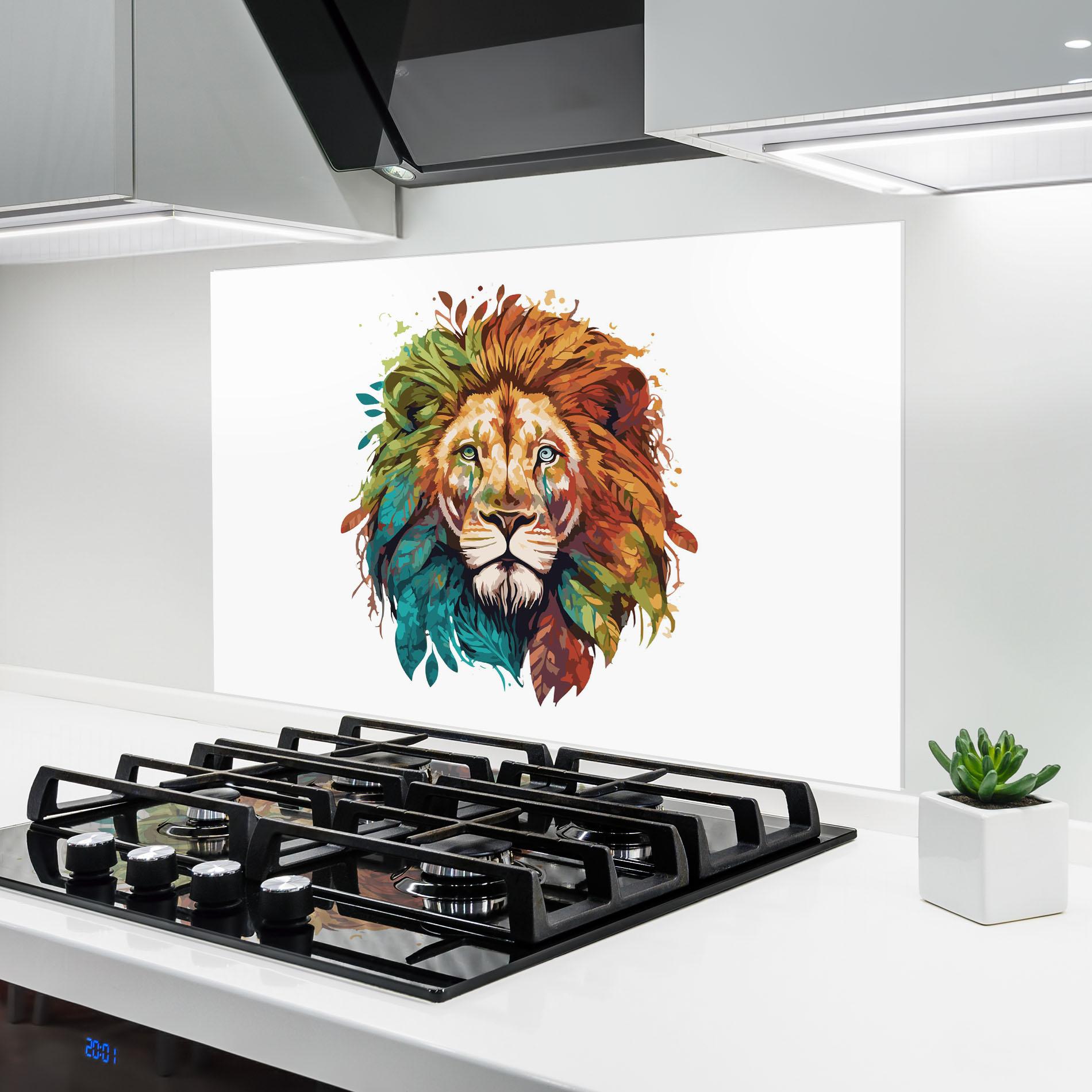 Küchenrückwand Glas Nature Lion mockup 6