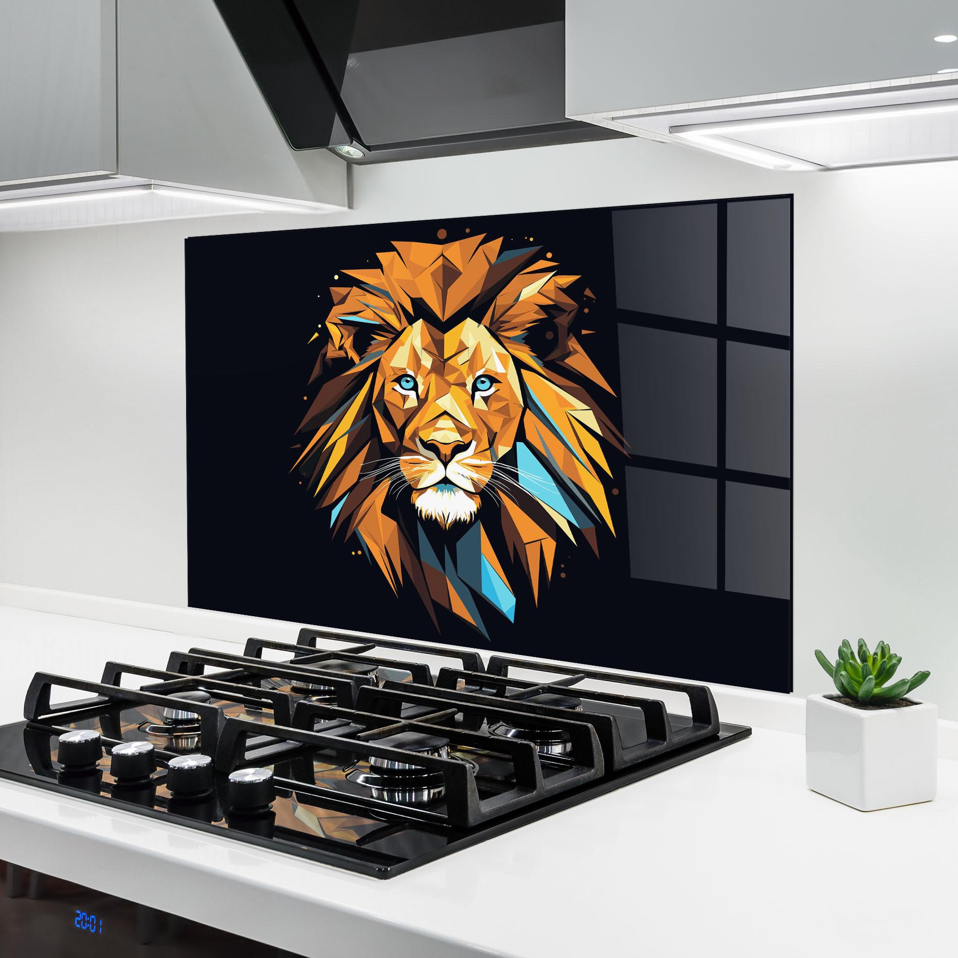 Küchenrückwand Glas Pop Art Lion mockup 6