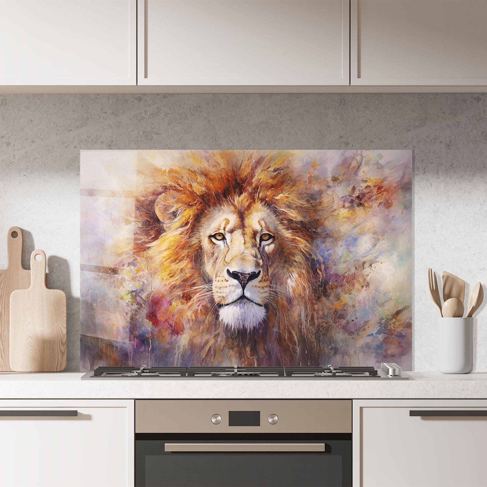 Küchenrückwand Glas Abstract Lion Head mockup 7