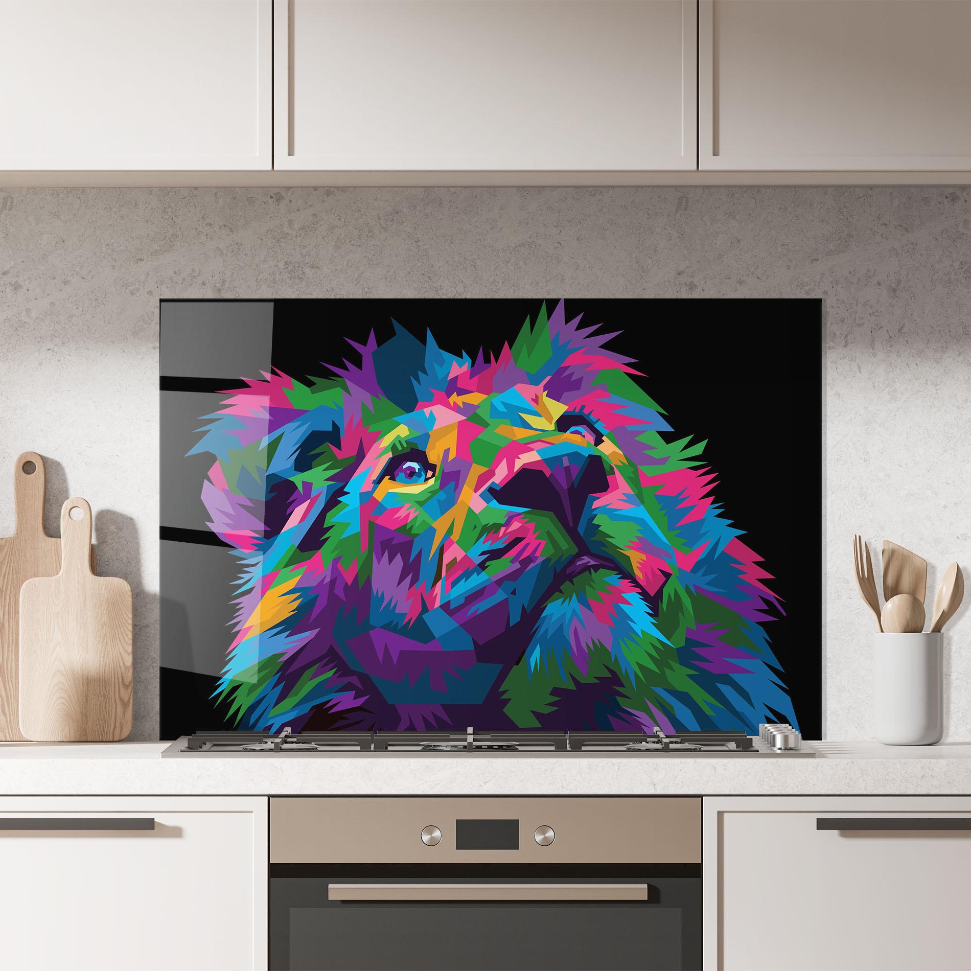 Küchenrückwand Glas Cute Color Lion mockup 7