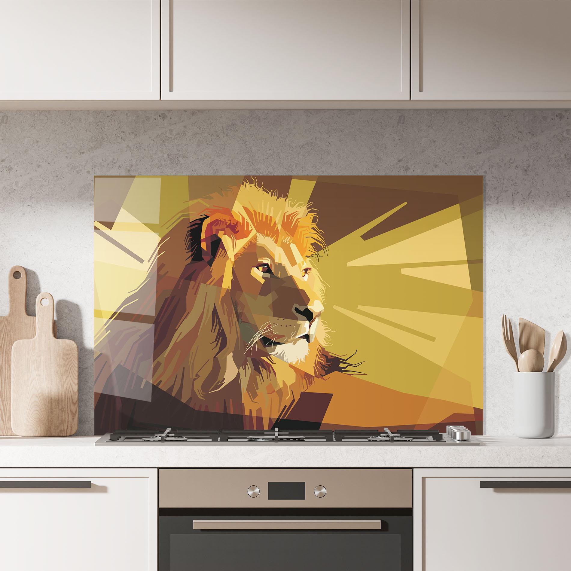 Küchenrückwand Glas Lion Art mockup 7