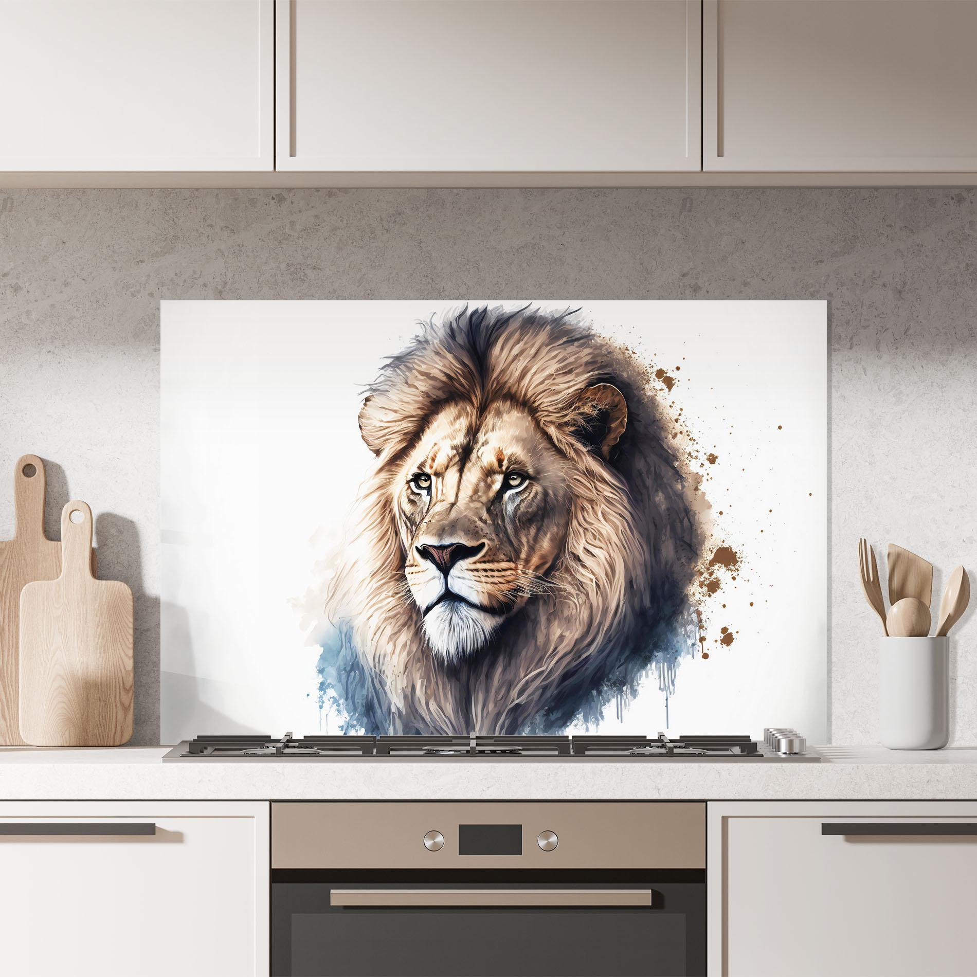 Küchenrückwand Glas Lion Head Painting mockup 7