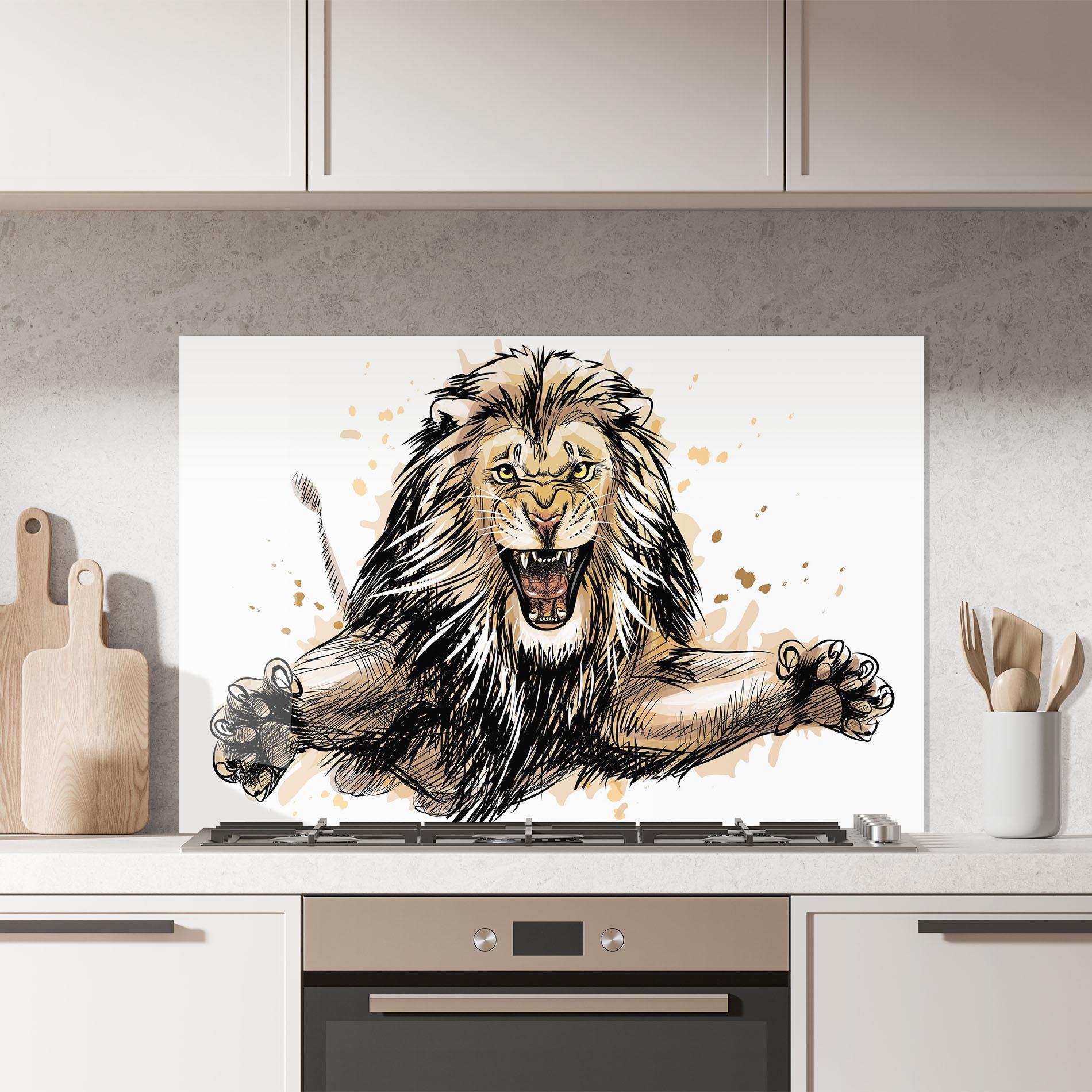 Küchenrückwand Glas Lion Jump mockup 7