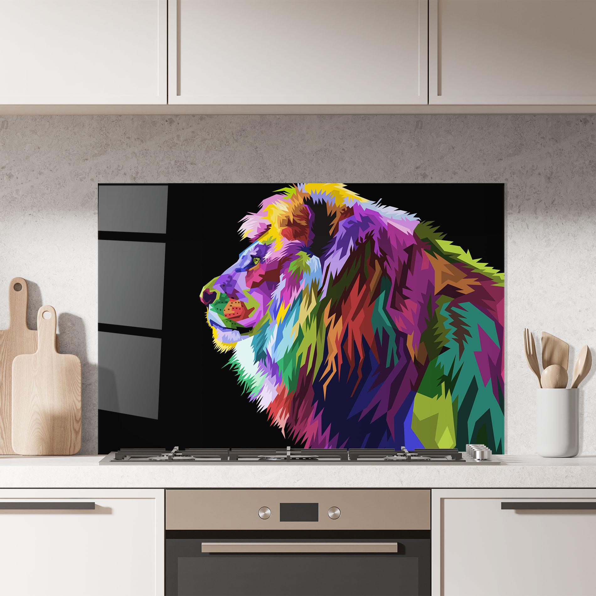 Küchenrückwand Glas Lion Standing mockup 7