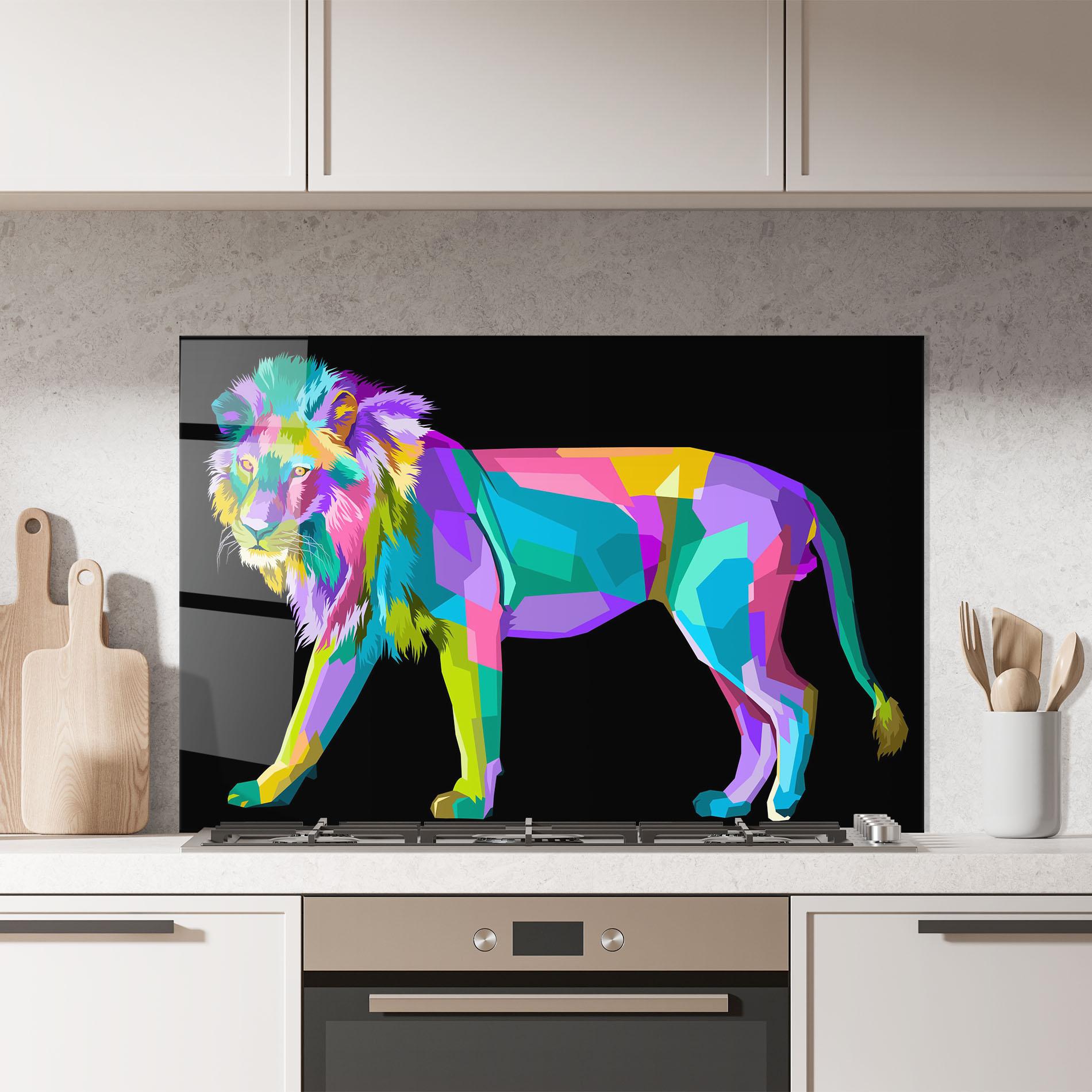 Küchenrückwand Glas Lion Walking mockup 7