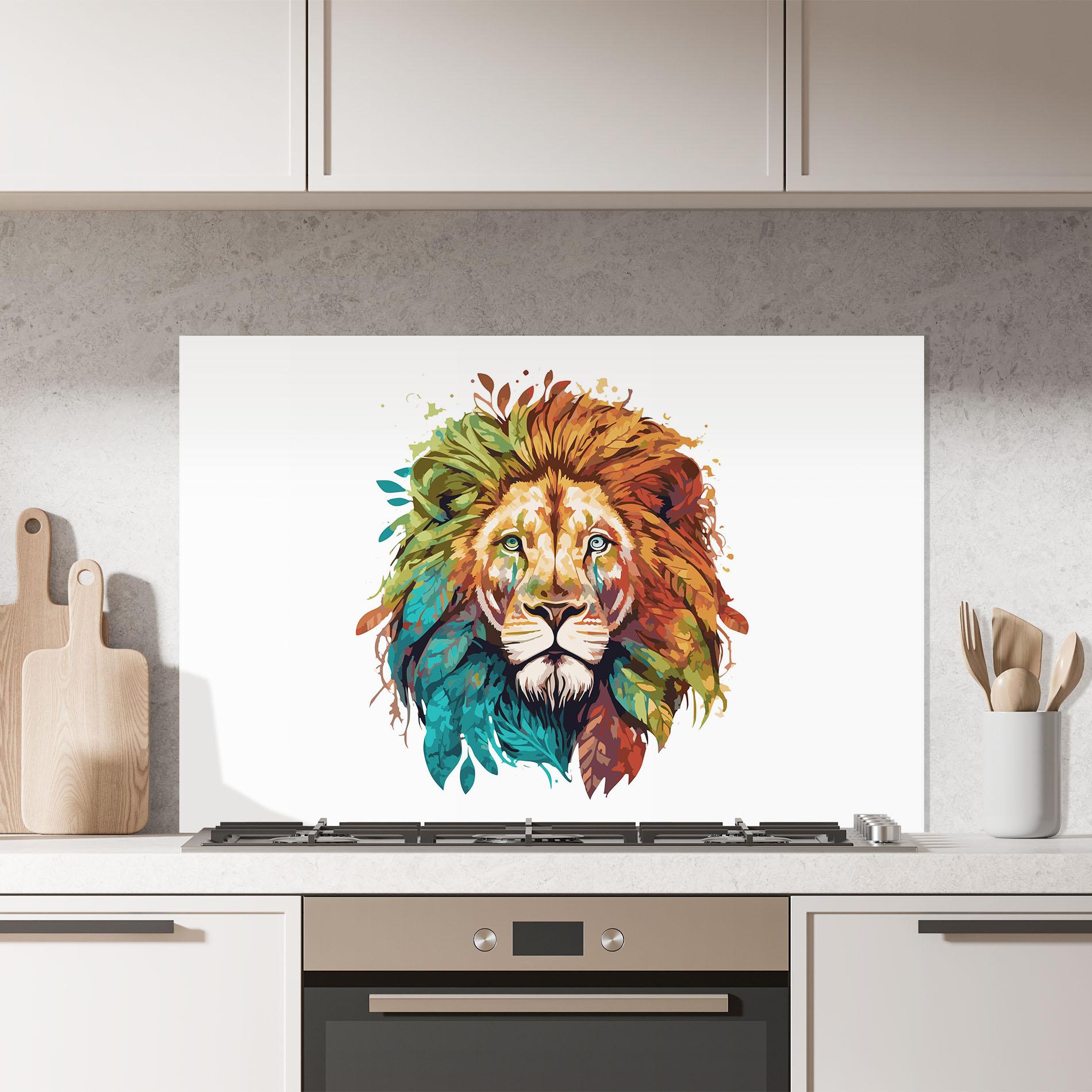 Küchenrückwand Glas Nature Lion mockup 7