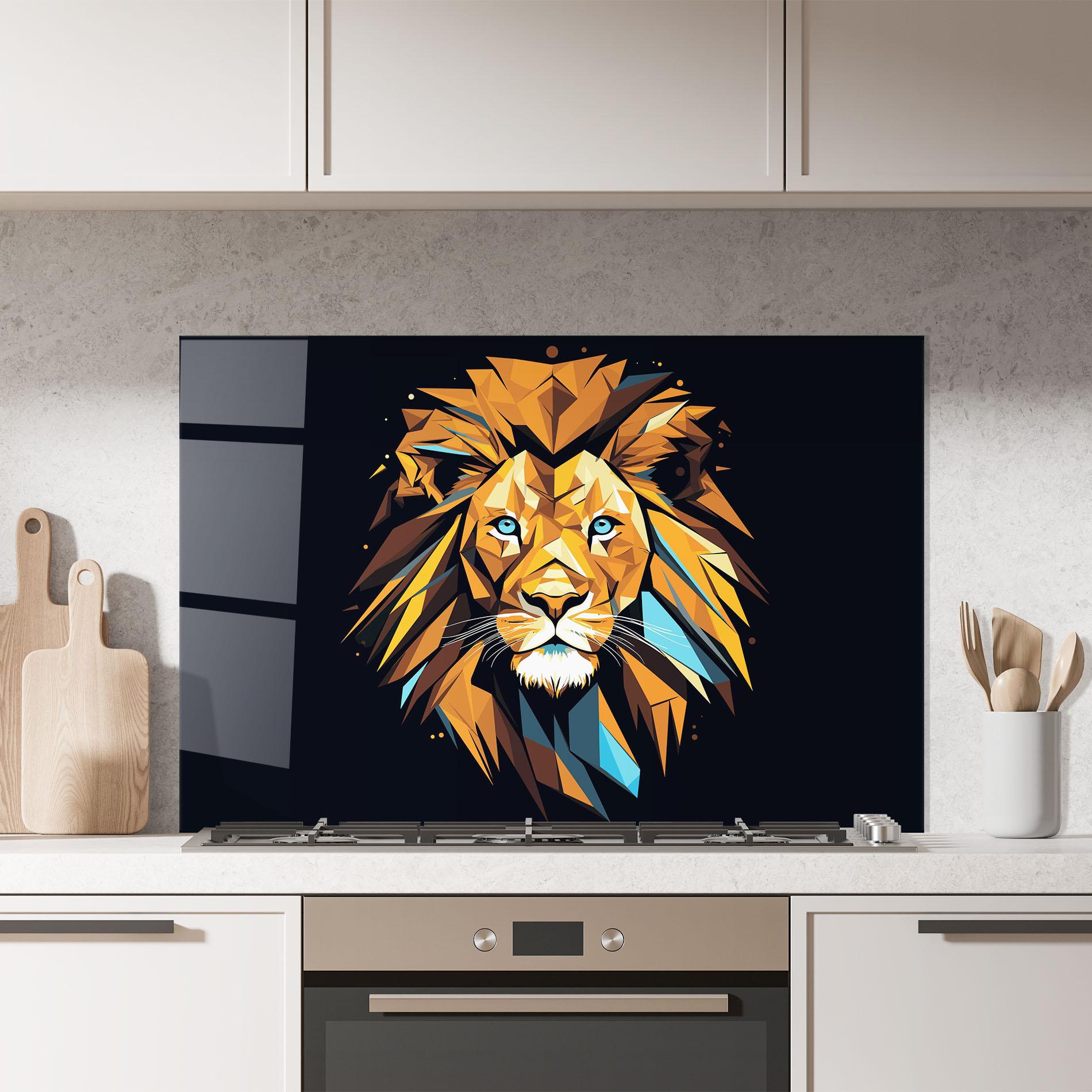 Küchenrückwand Glas Pop Art Lion mockup 7