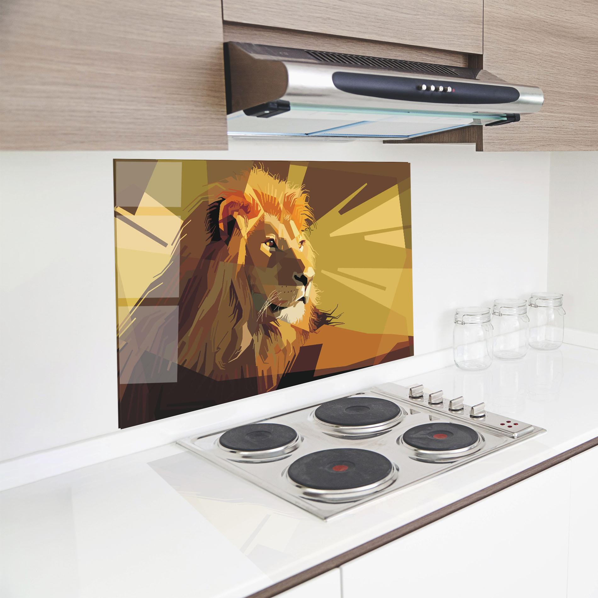 Küchenrückwand Glas Lion Art mockup 8