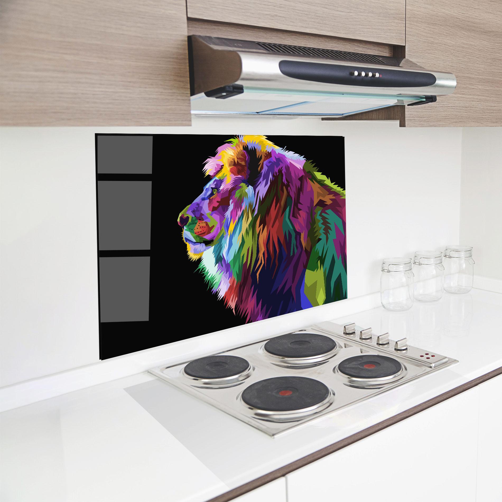 Küchenrückwand Glas Lion Standing mockup 8