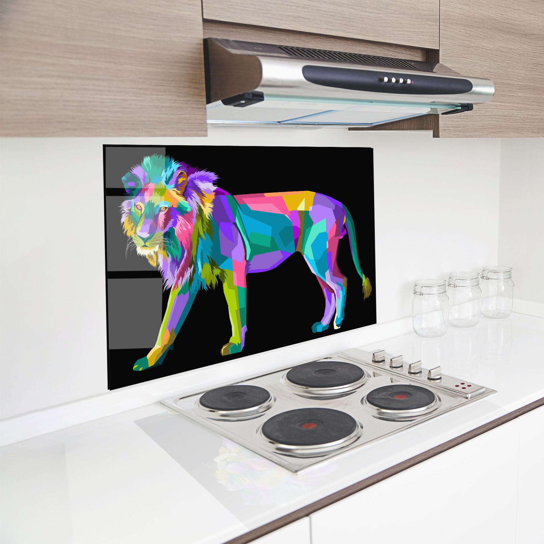 Küchenrückwand Glas Lion Walking mockup 8