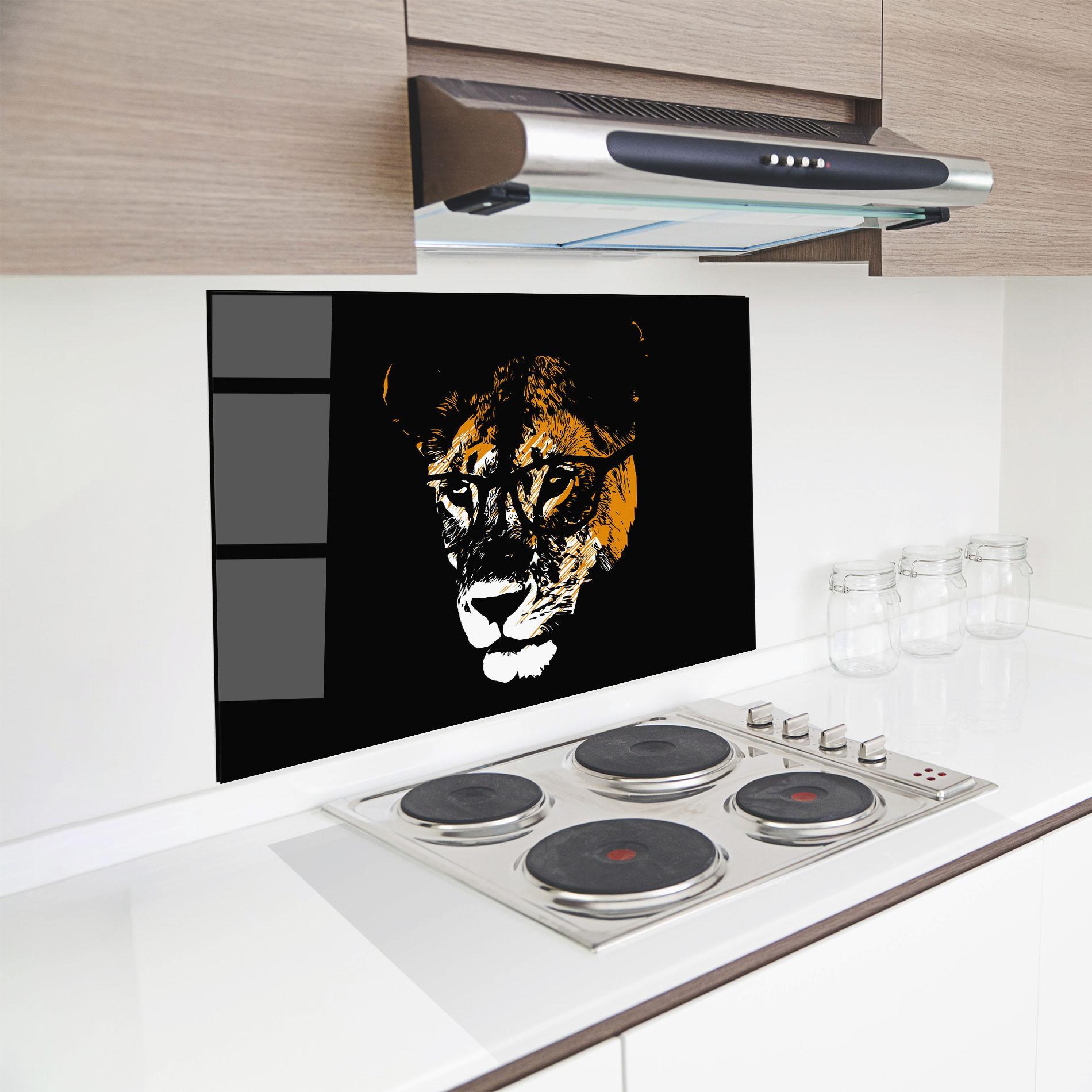 Küchenrückwand Glas Lion With Glasses mockup 8