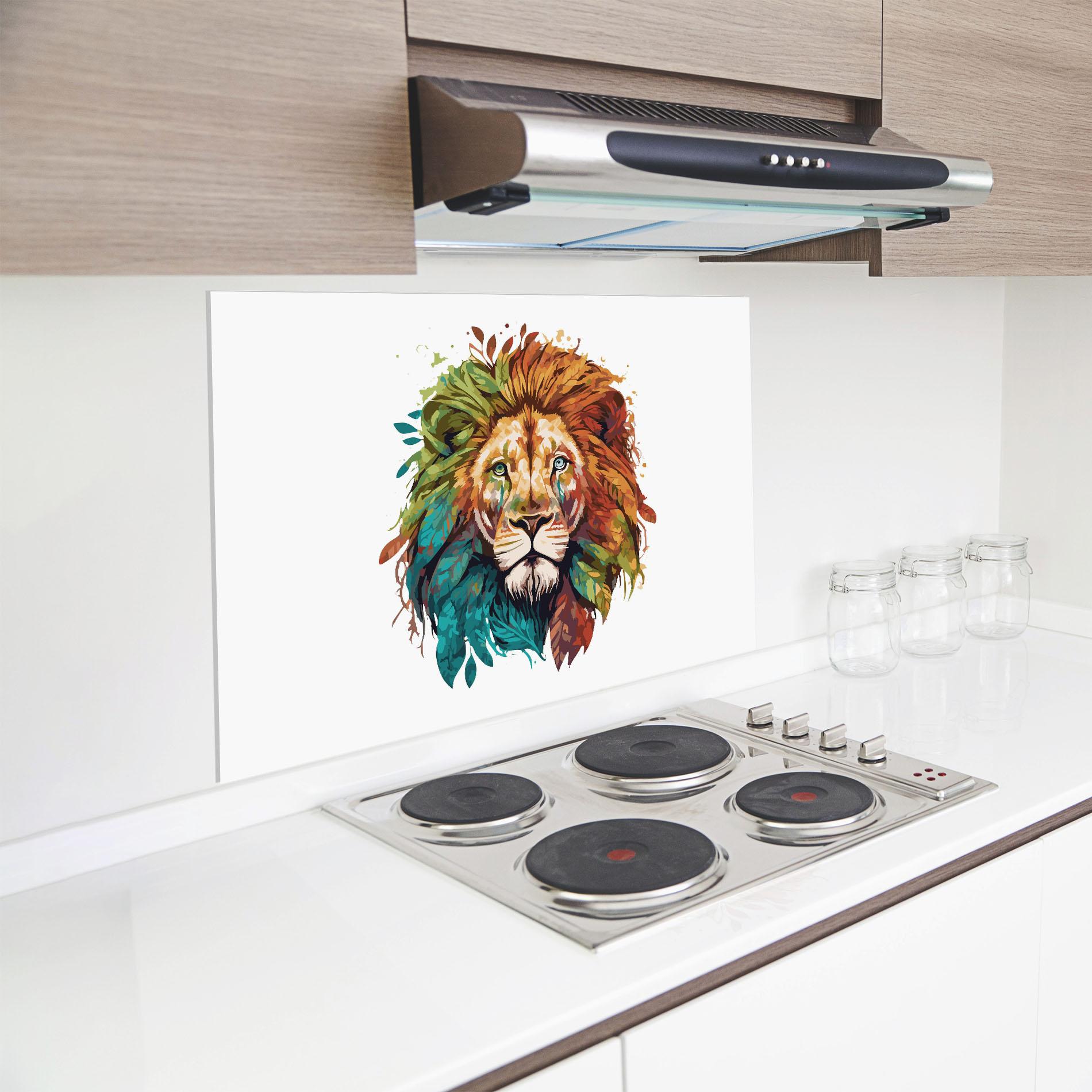 Küchenrückwand Glas Nature Lion mockup 8