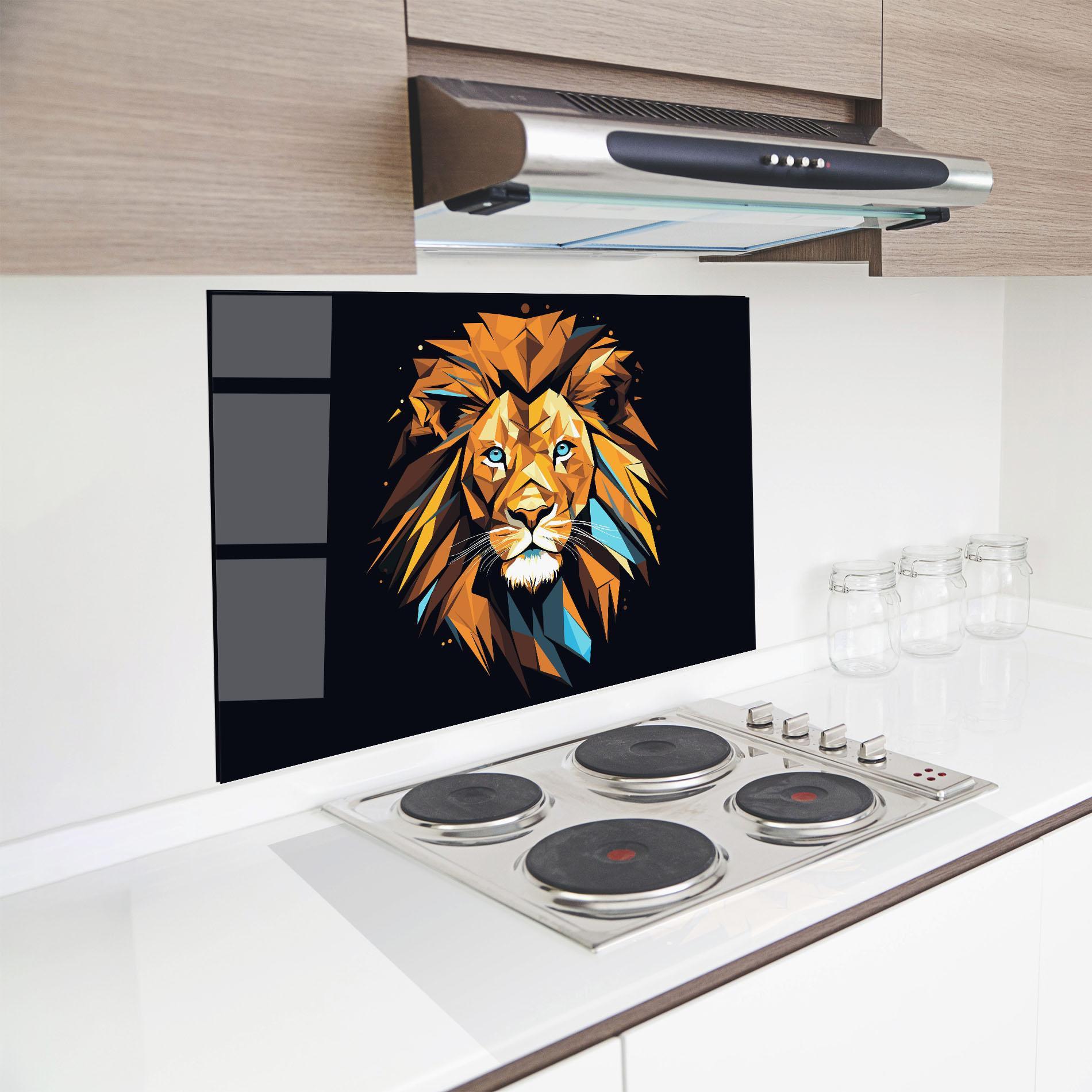 Küchenrückwand Glas Pop Art Lion mockup 8