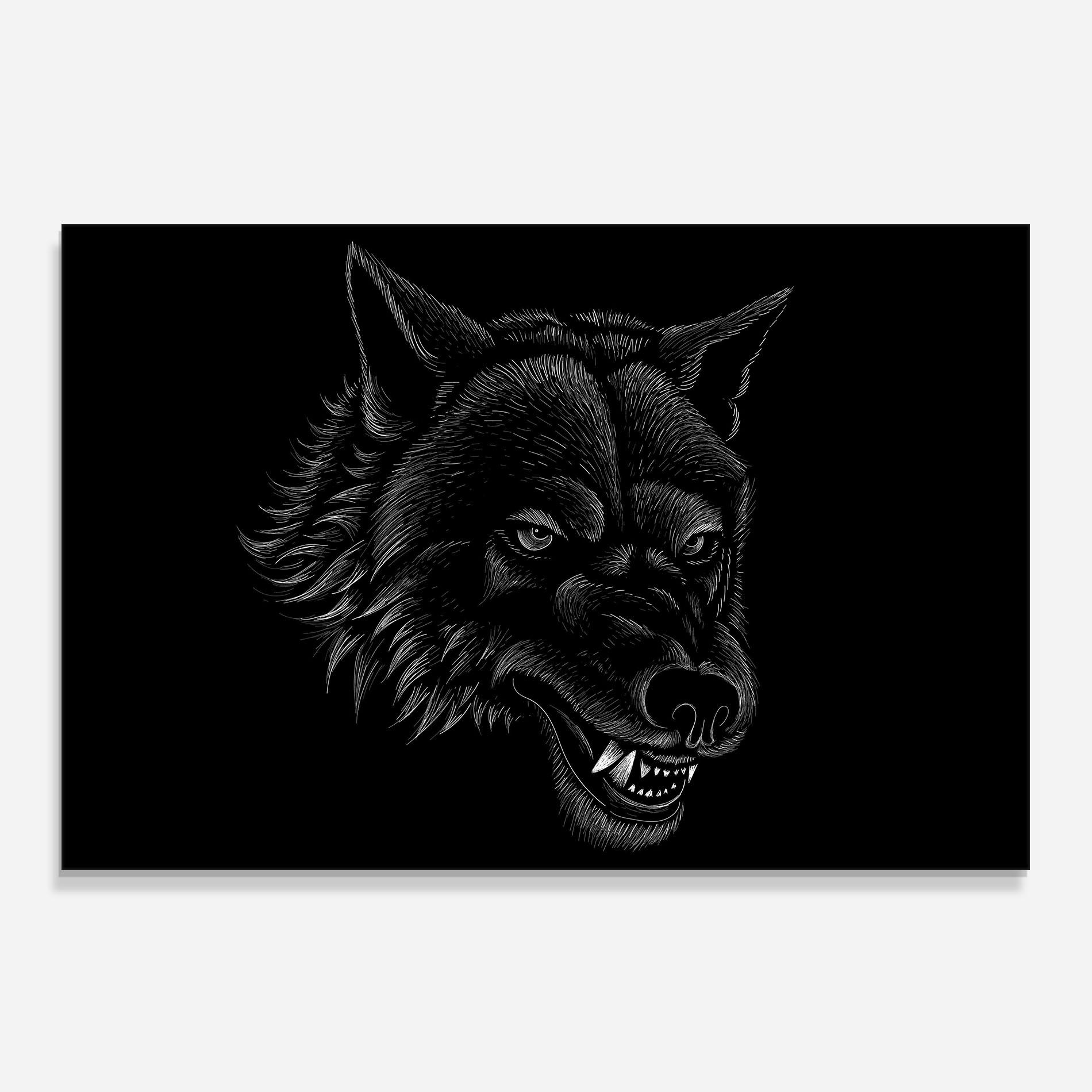 Küchenrückwand Glas Angry Wolf Face mockup 0