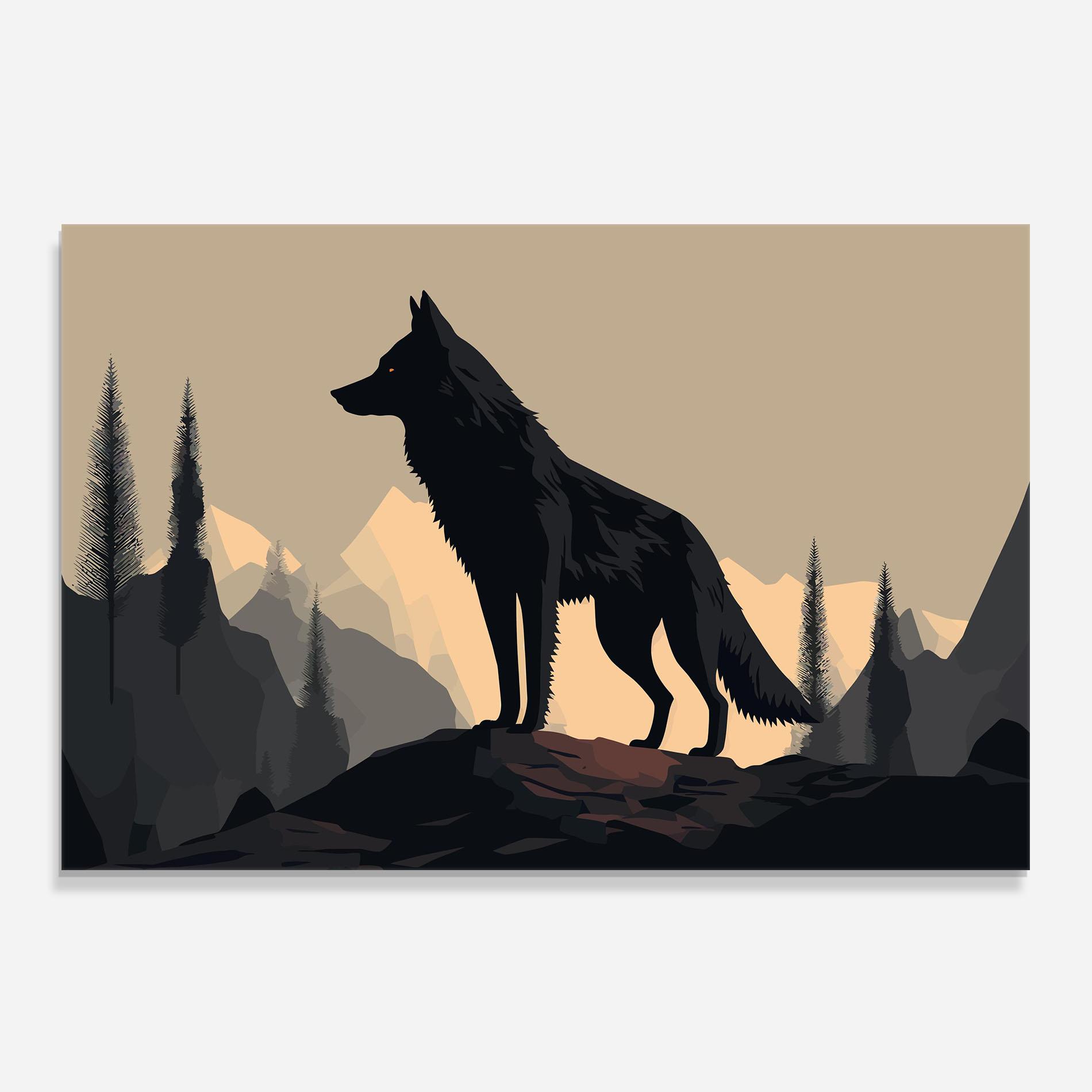 Küchenrückwand Glas Black Wolf mockup 0