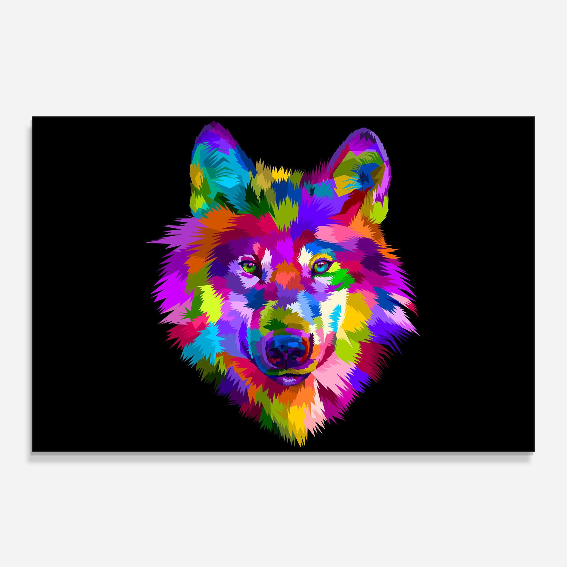Küchenrückwand Glas Color Mix Wolf mockup 0