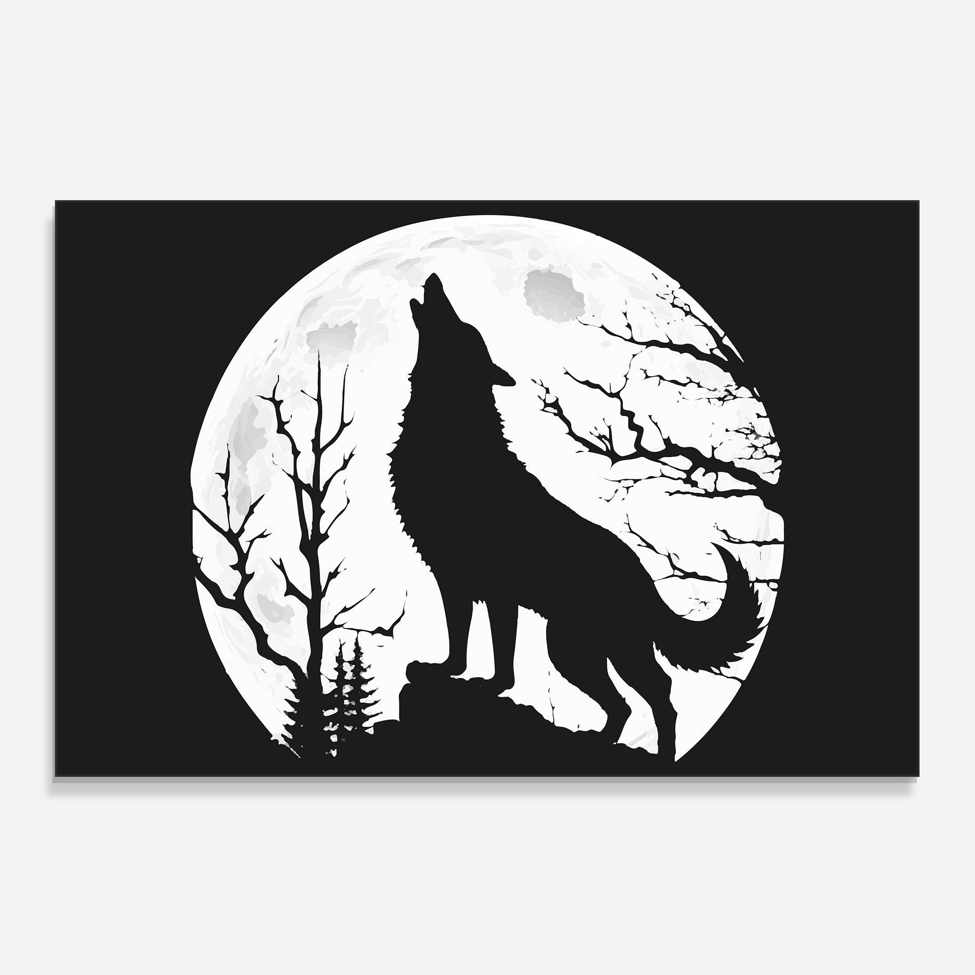 Küchenrückwand Glas Full Moon Wolf mockup 0