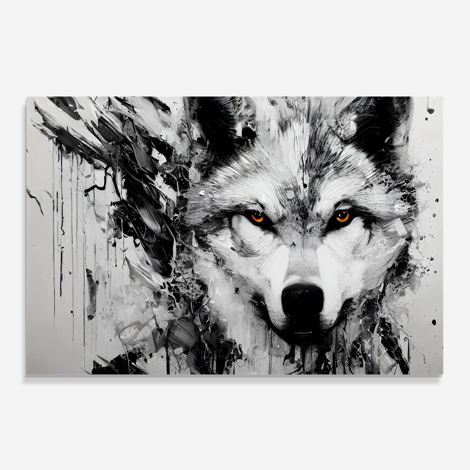 Küchenrückwand Glas Grey Wolf Portrait mockup 0