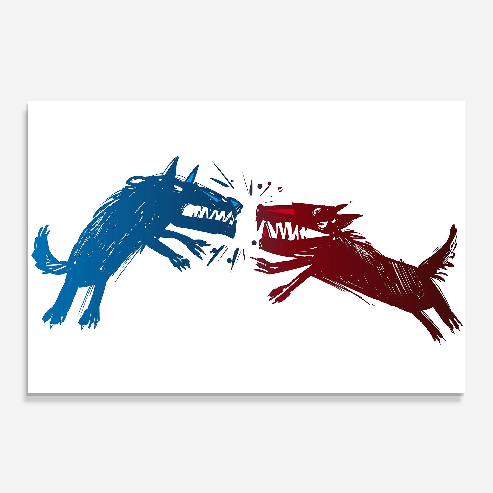 Küchenrückwand Glas Red Blue Wolves mockup 0