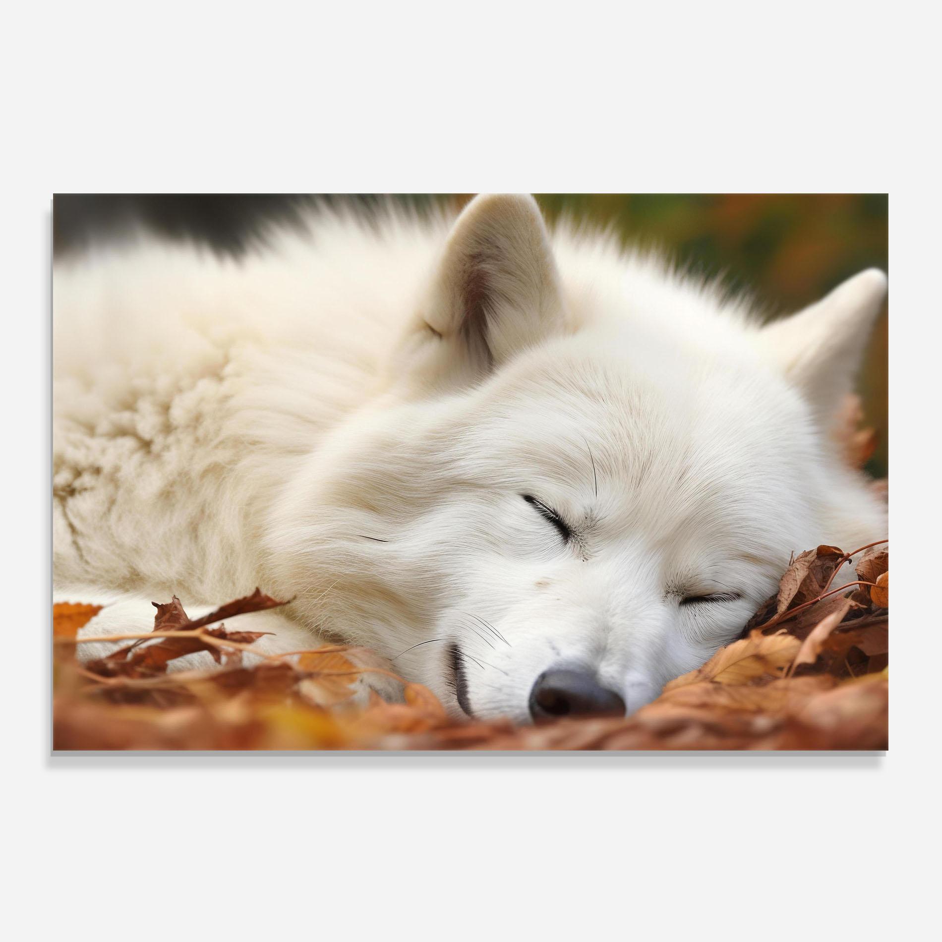 Küchenrückwand Glas White Wolf Sleeping mockup 0